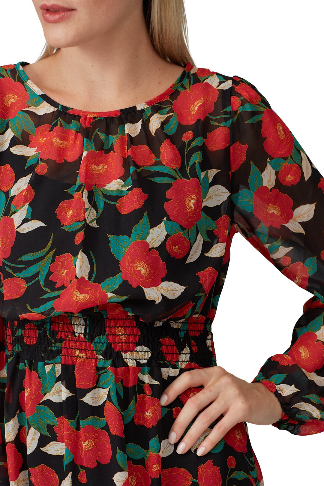 Floral Crew Neck Midi Dress  by Louna 3