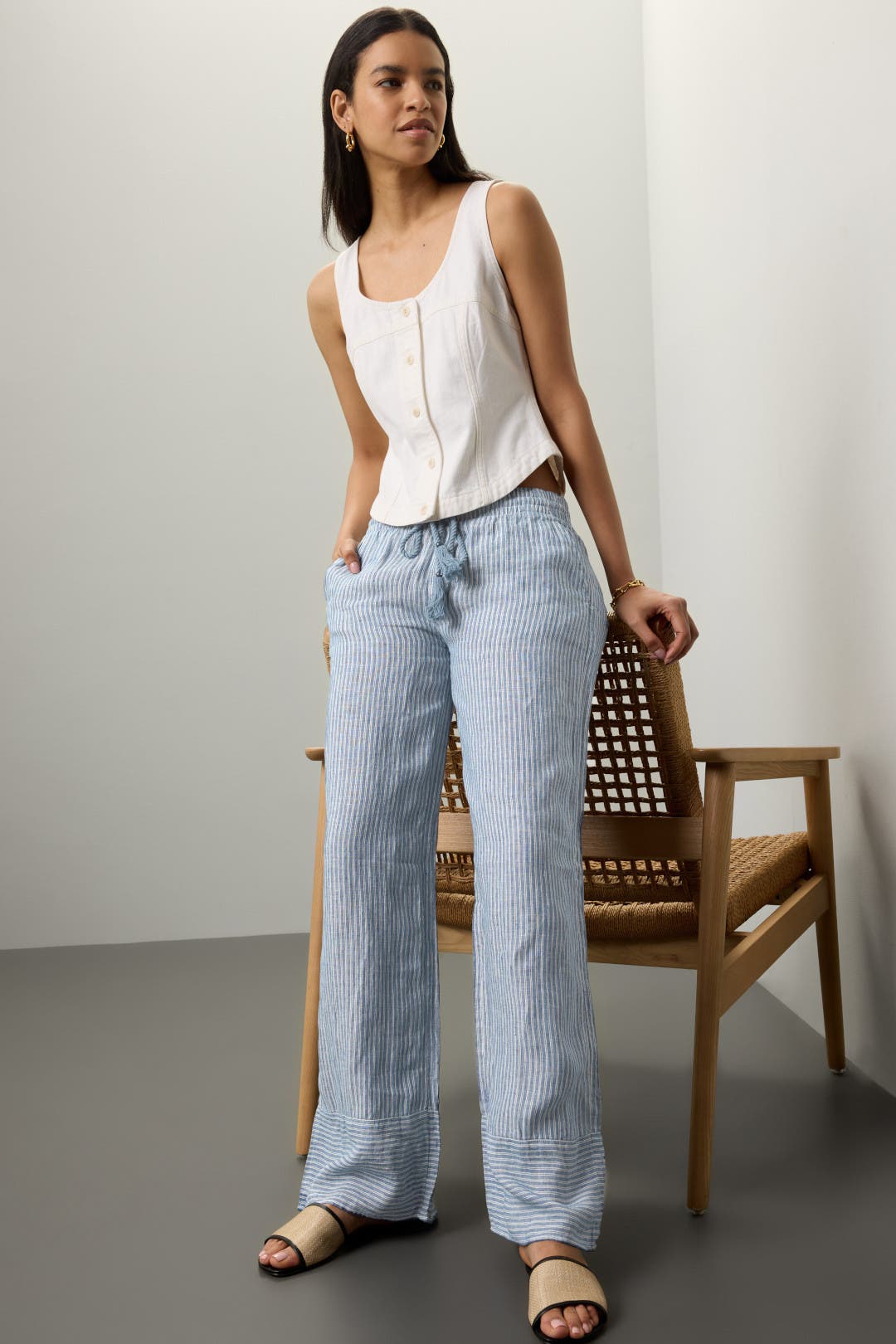 Striped Linen Pants by Lauren Ralph Lauren | Rent the Runway
