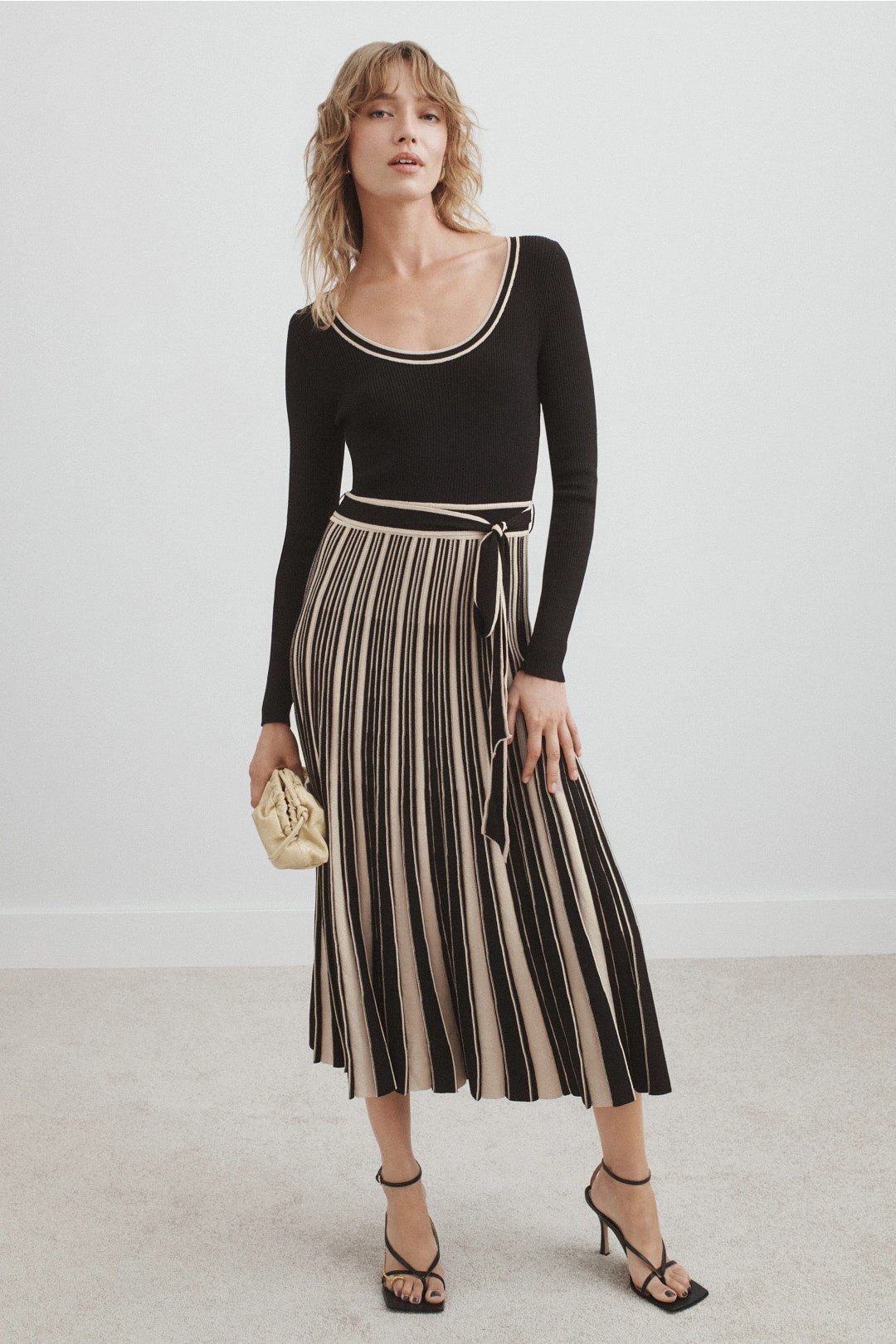 Long Sleeve Tie Waist Sweater Dress by Moon River 3