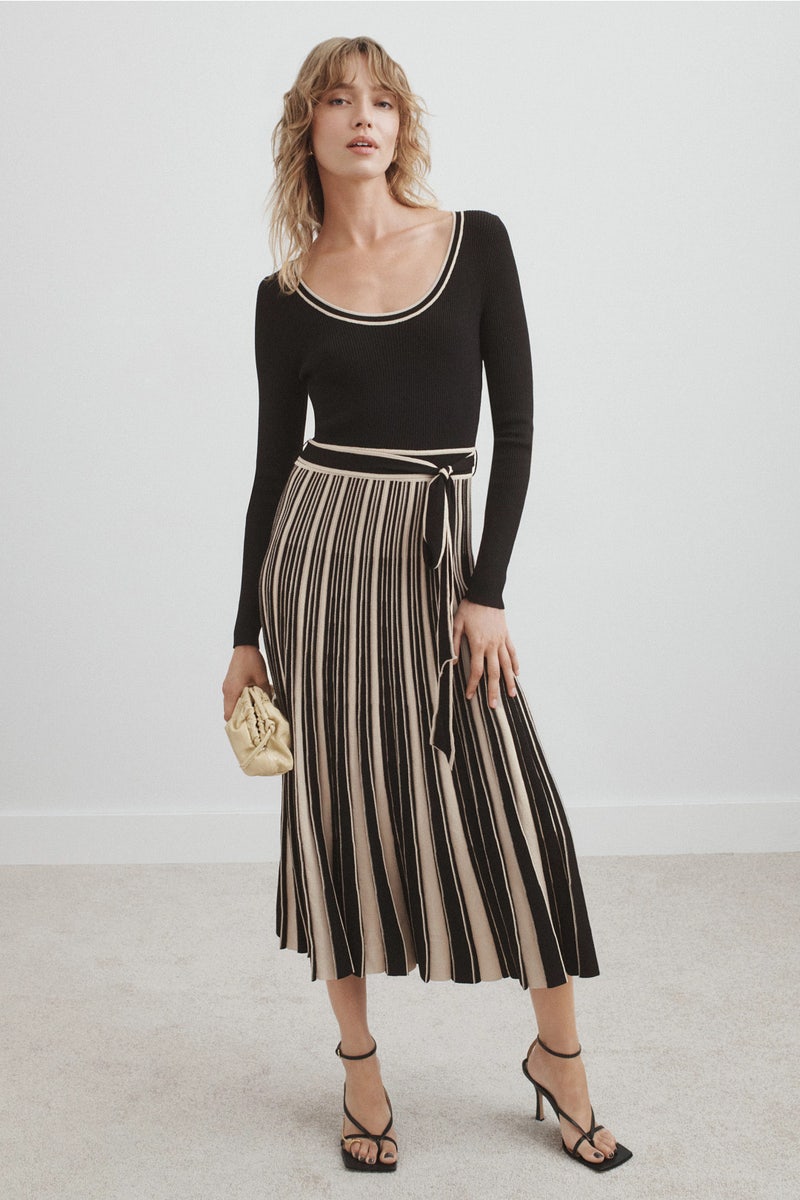 Long Sleeve Tie Waist Sweater Dress by Moon River - Photo 3