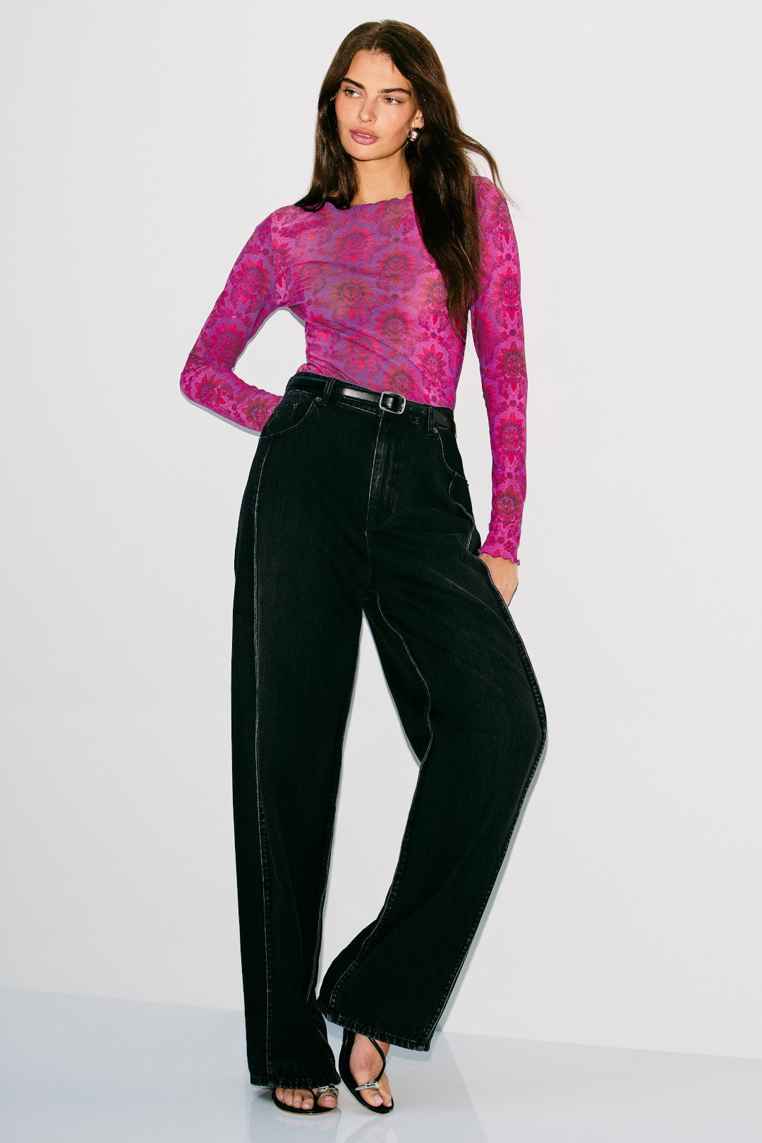 Damask Mesh Top