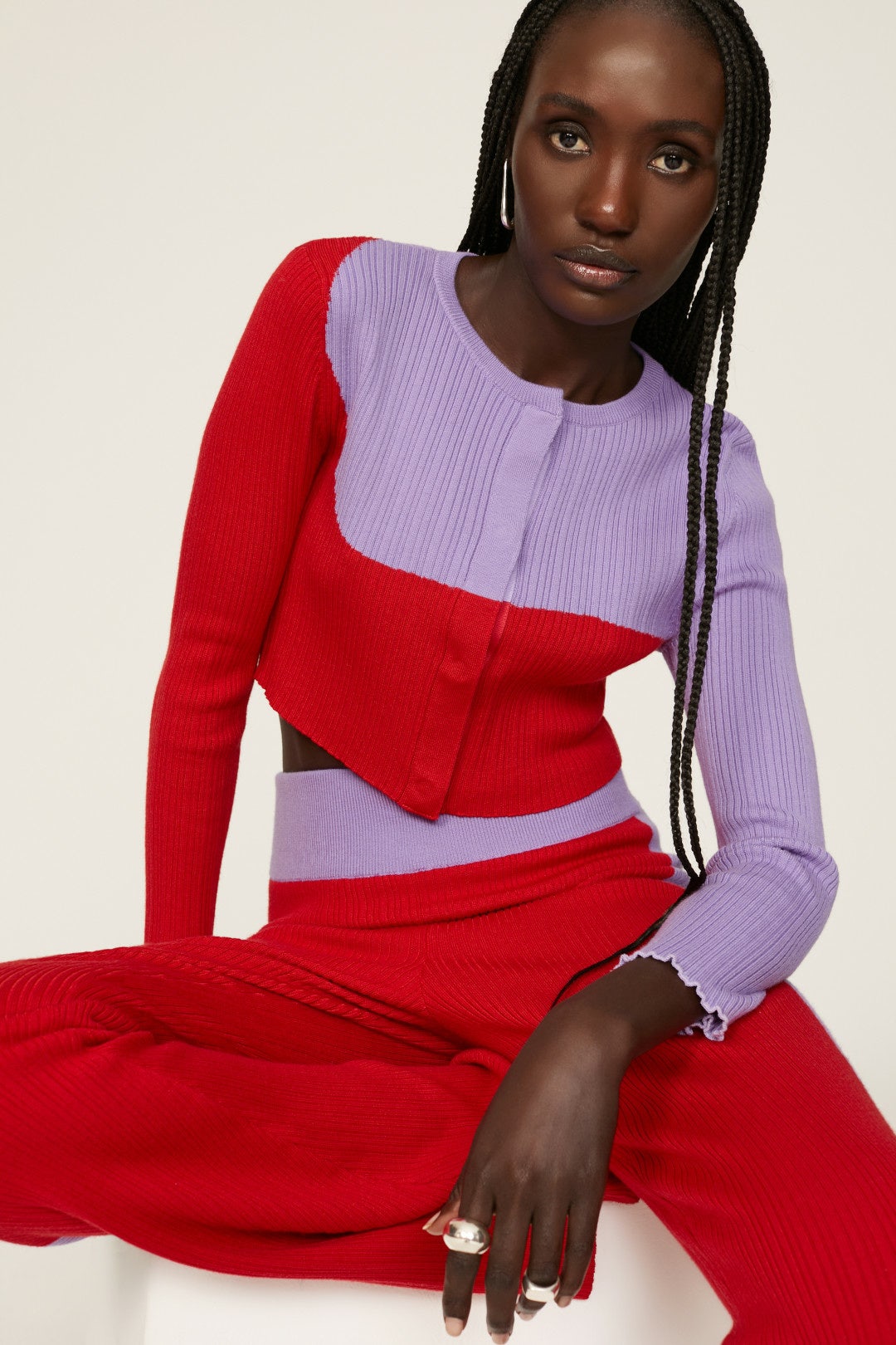 Colorblock Cropped Cardigan