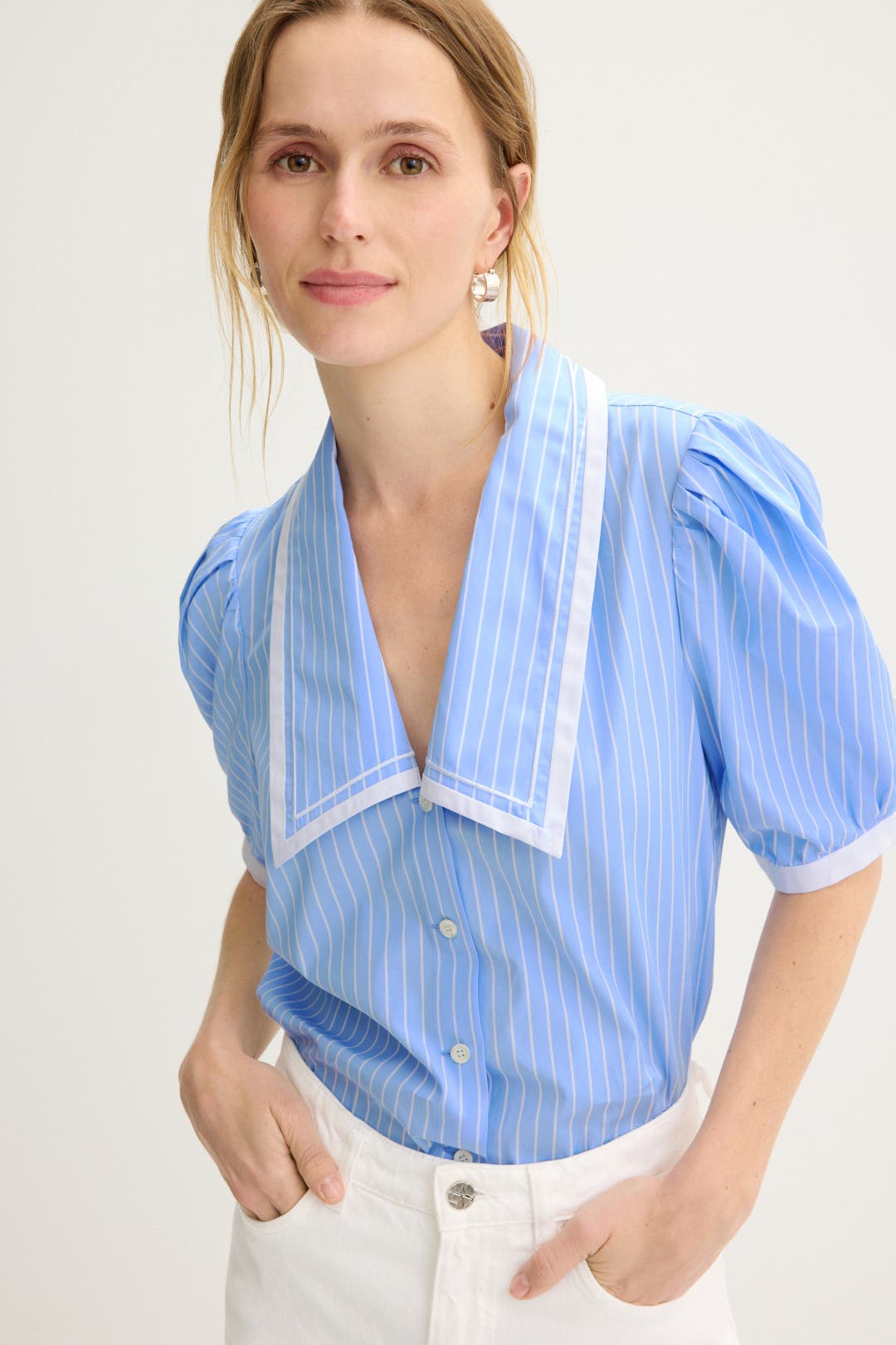 トップス ENFOLD SAILOR COLOR BLOUSE38 Stripe Sailor Blouse by FRAME | Rent the Runway