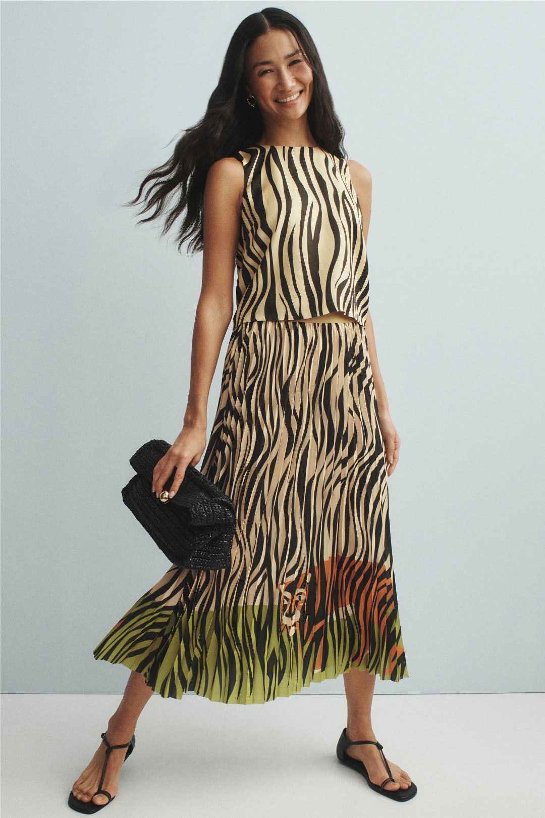Hidden Tiger Pleated Skirt by Le Superbe 3