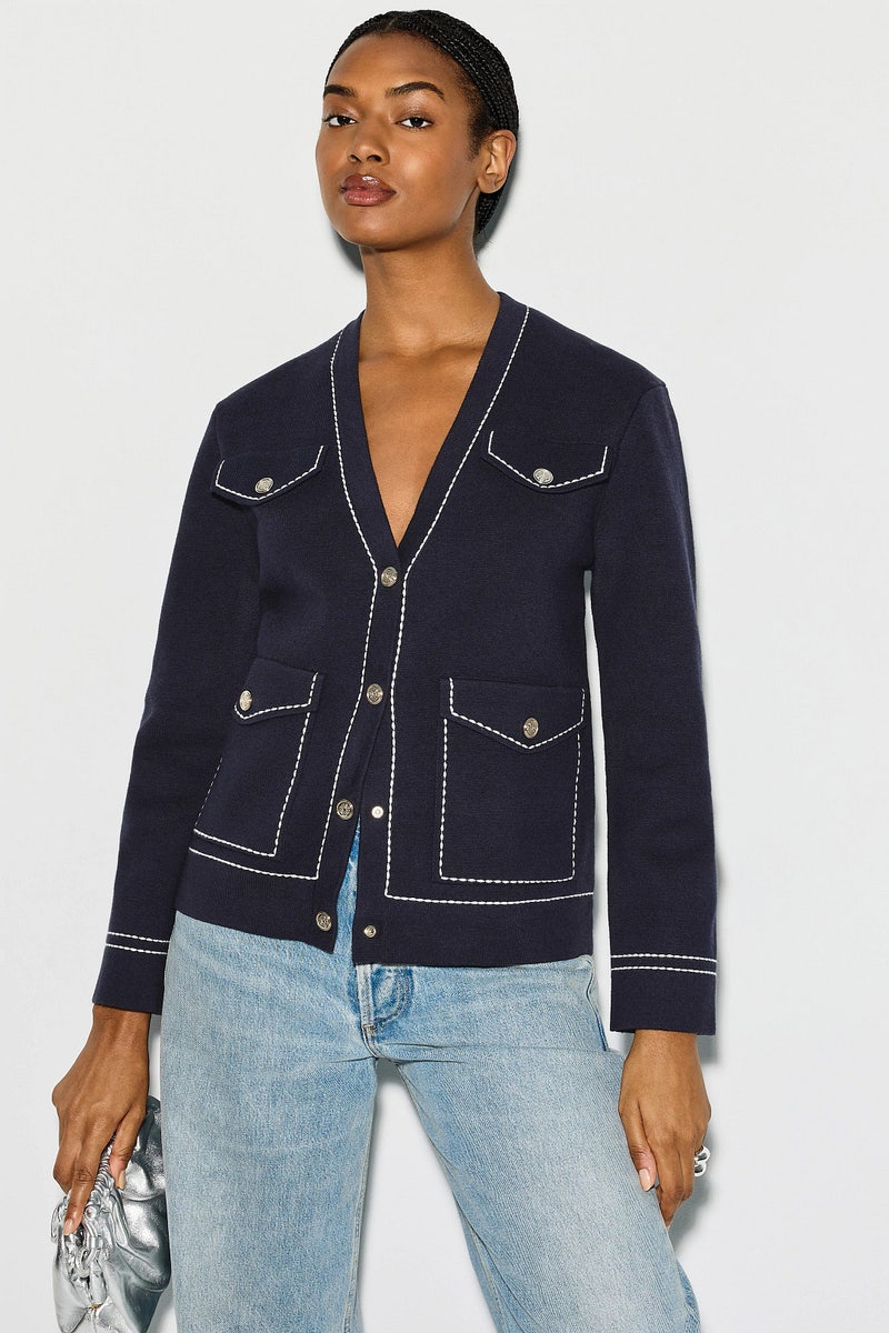 Moussy Contrast Stitch Cardigan by Maje - Photo 3
