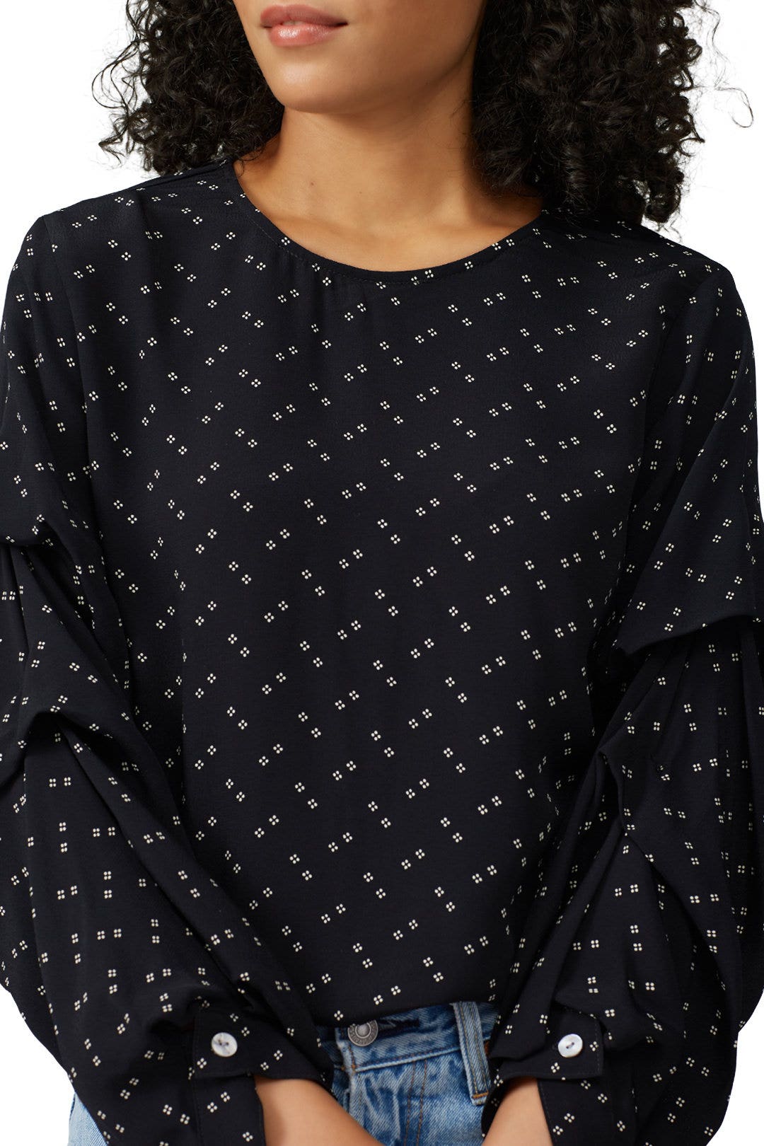 Printed Ruched Sleeve Top by Fifteen Twenty 3
