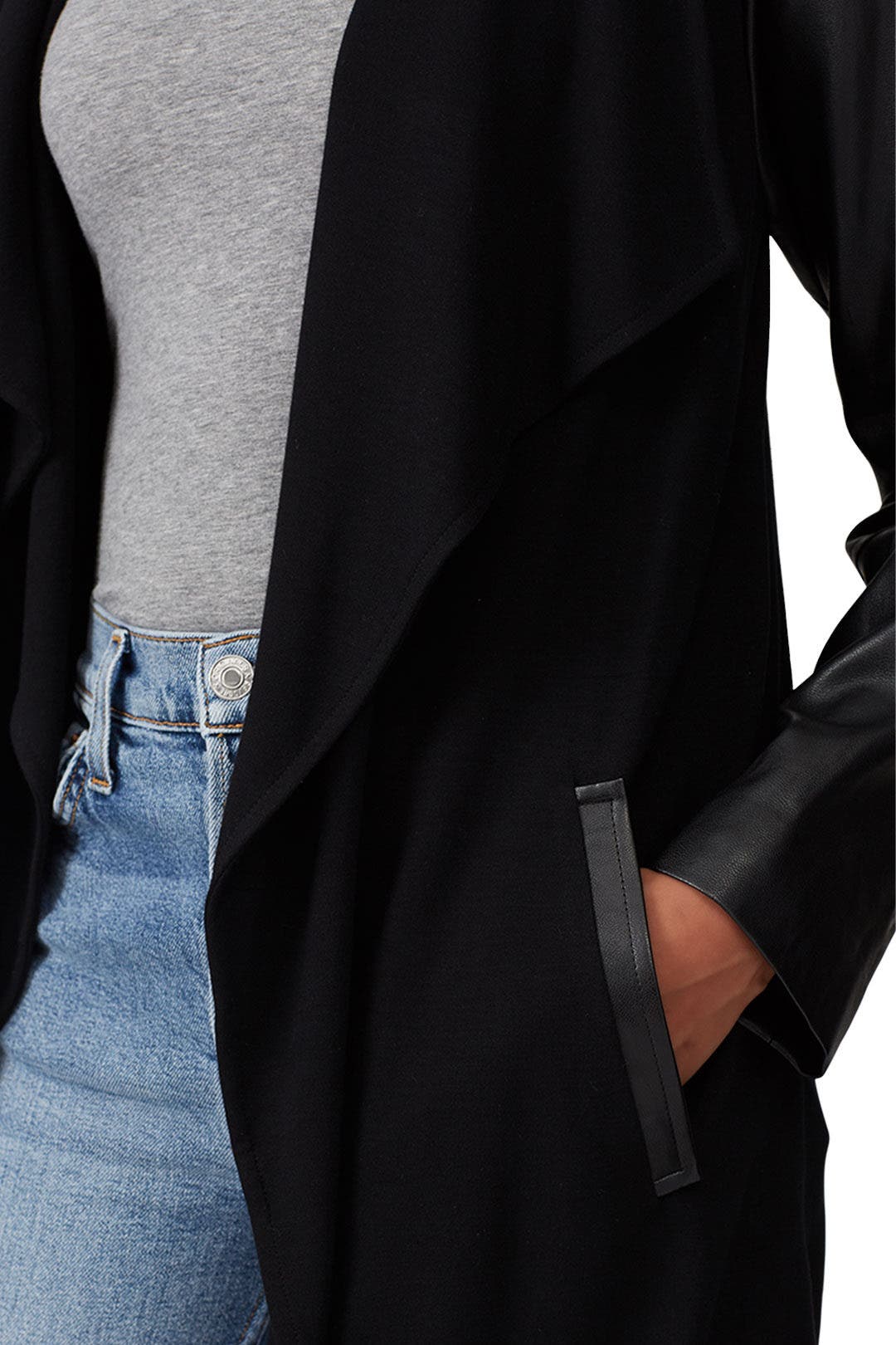Faux Leather Contrast Jacket by Fifteen Twenty 3