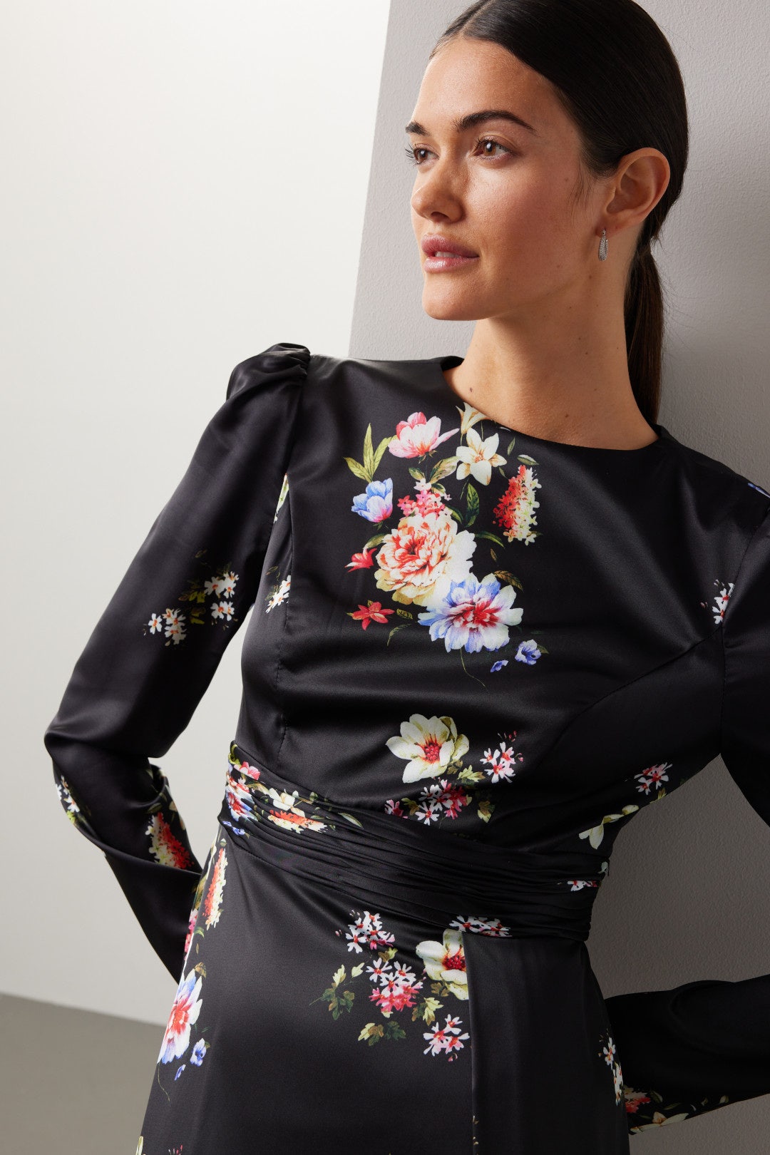 Faux Wrap Floral Gown by Ieena for Mac Duggal 3