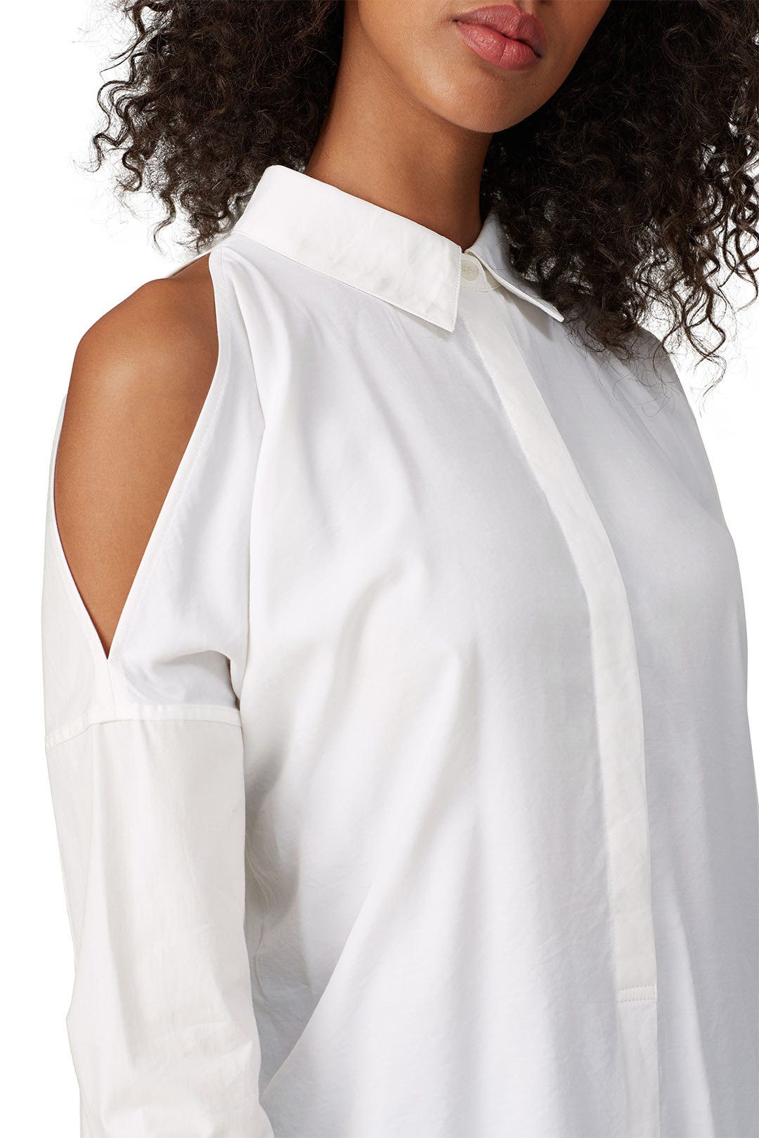 White Cold Shoulder Button Down by KF/KaufmanFranco x RTR 3