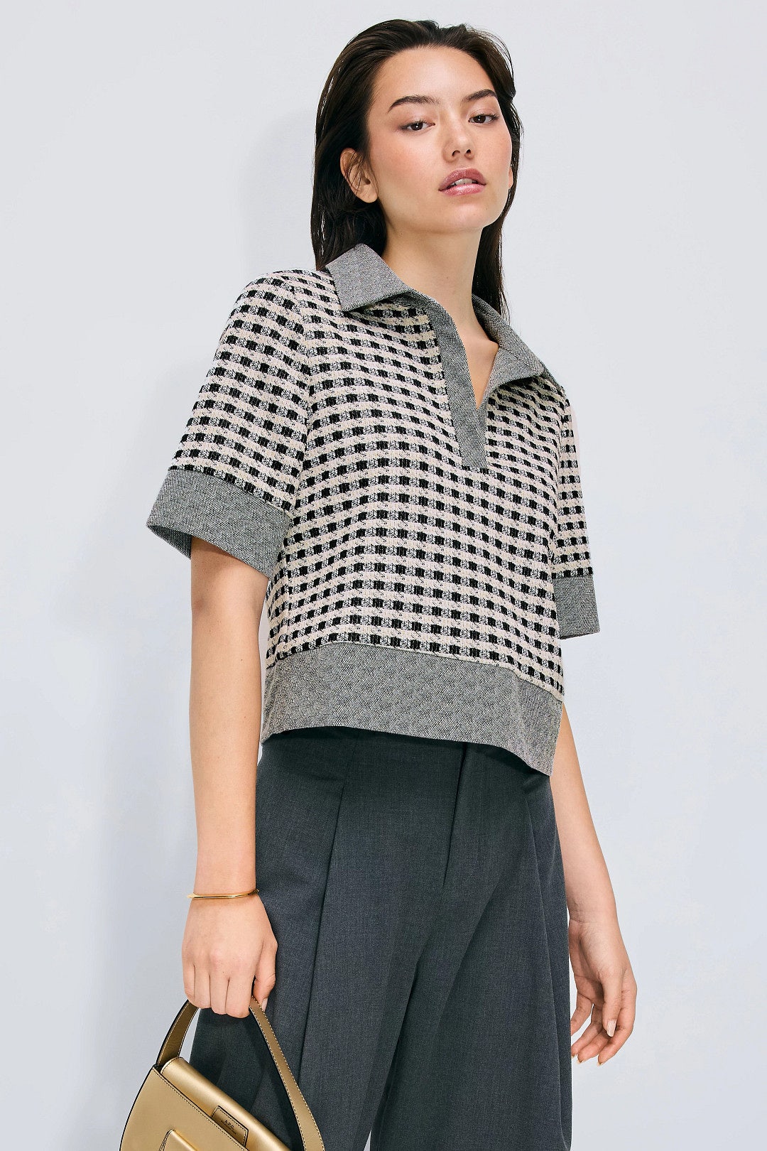 Short Sleeved Relaxed Polo Top by CeCe 3