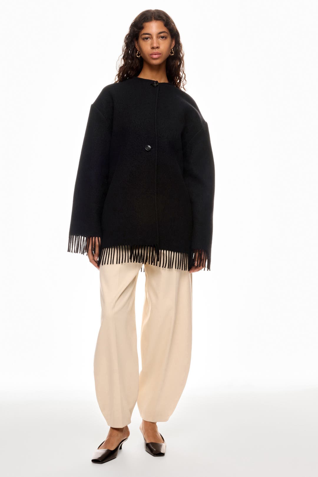 珍品 vintage 90s agnès b. ハイネック ボーダー ブルゾン black Swing snap cardigan | Agnès b.