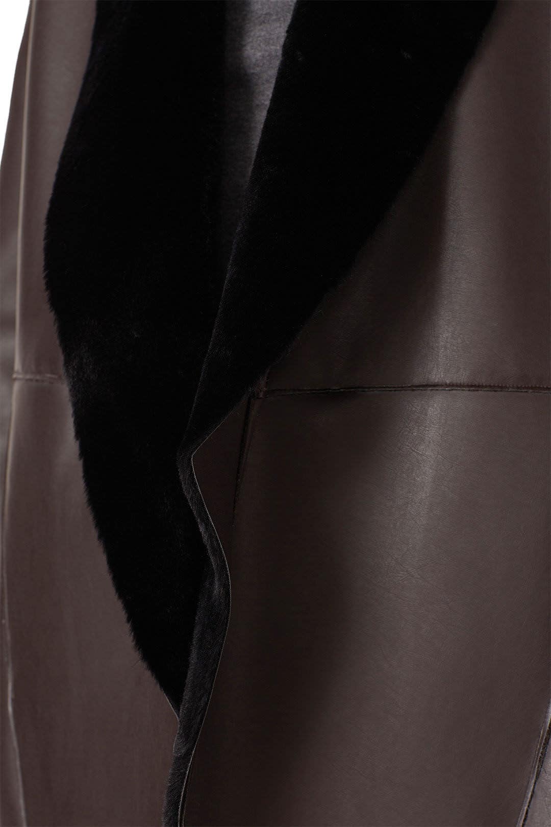 Brown Faux Leather Coat by Victor Alfaro x RTR 3