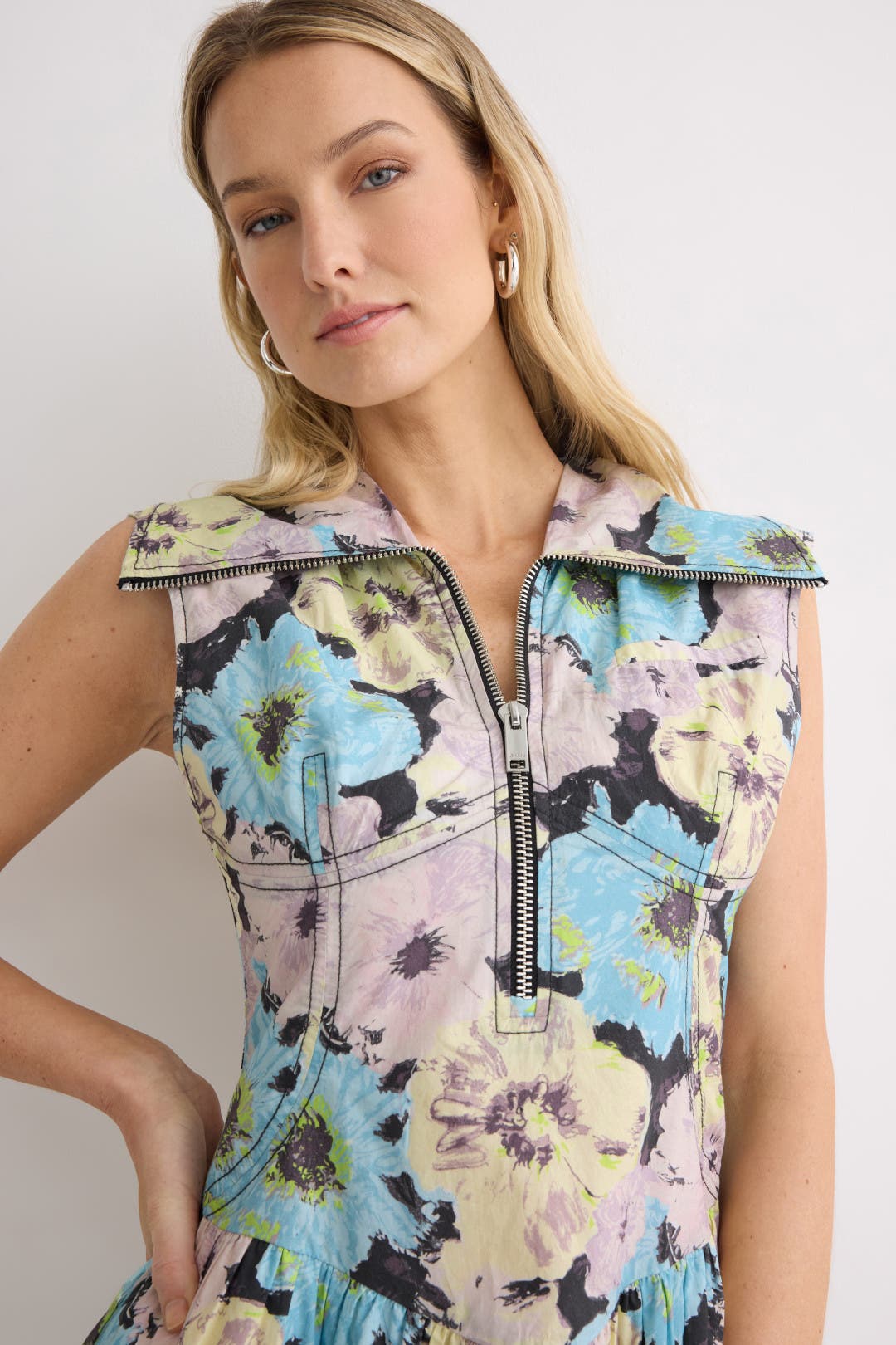 Floral Printed Cotton Mini Dress by GANNI | Rent the Runway