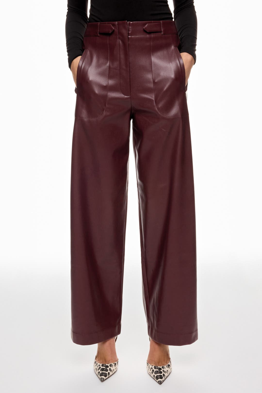 Faux Leather Wide Leg Pants by Ronny Kobo x RTR | Rent the