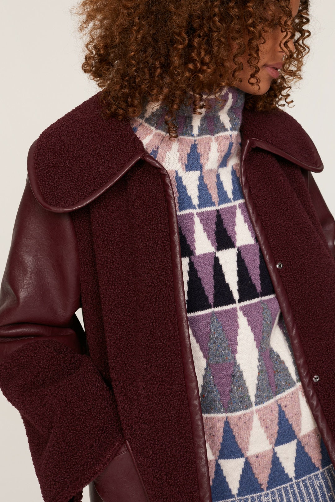 Maroon Shearling Coat by Baum und Pferdgarten 3