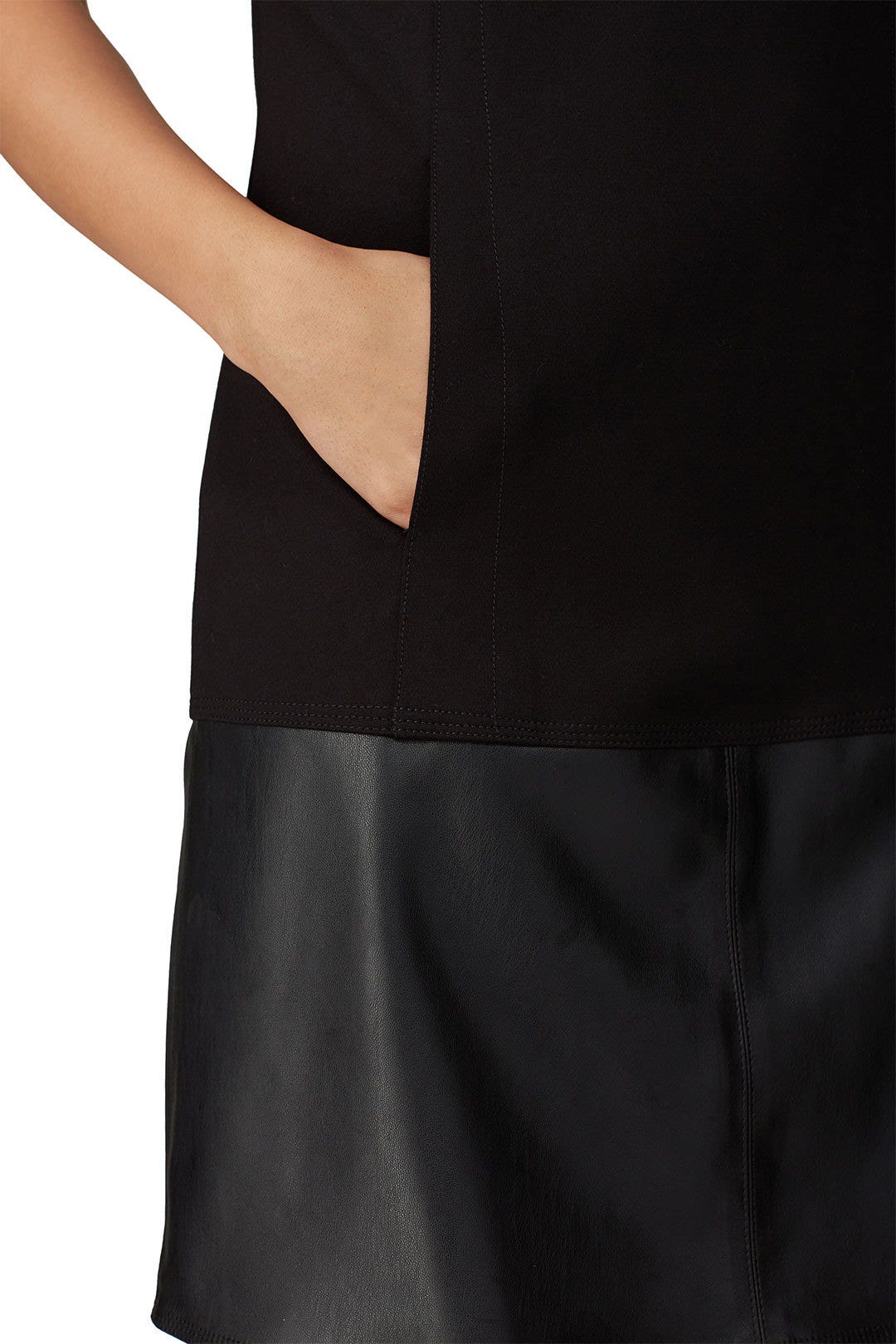 Black Faux Leather Trim Shift by KF/KaufmanFranco x RTR 3