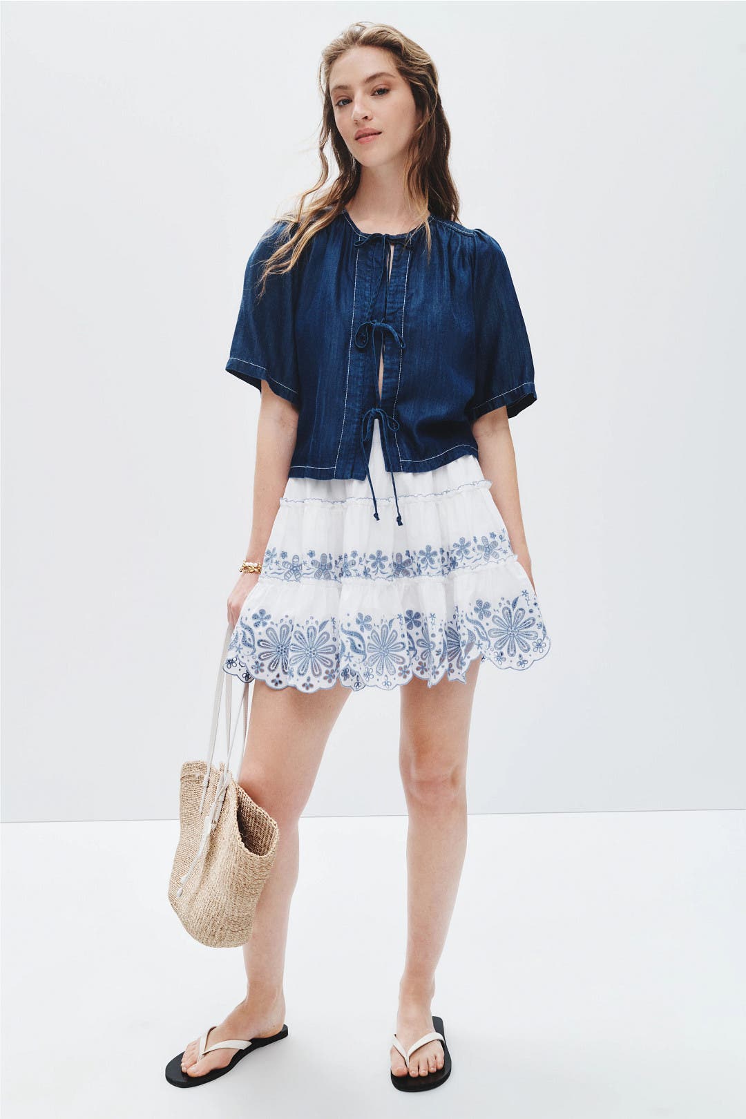 Floral Embroidered Tiered Mini Skirt by kate spade new york | Rent