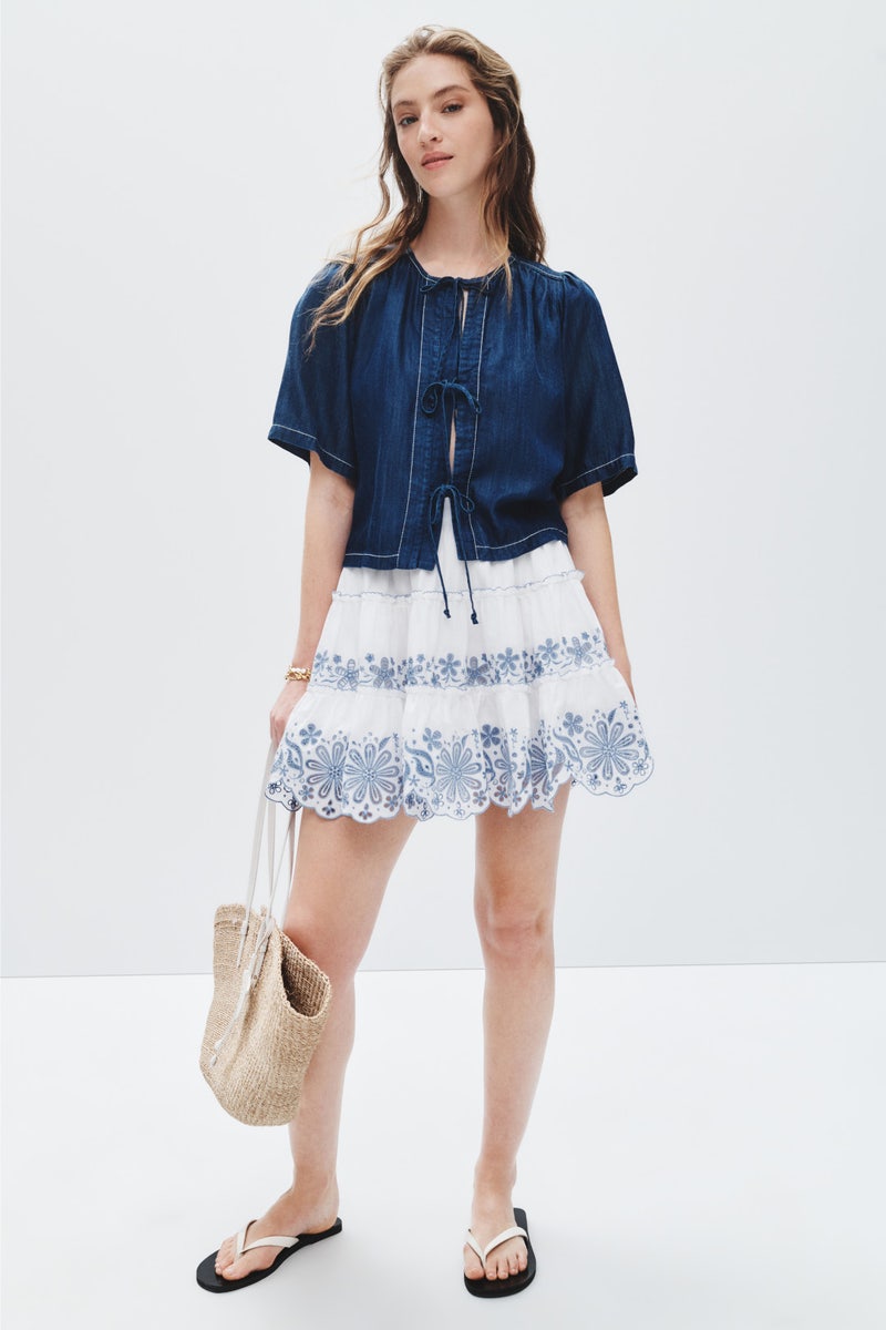 Floral Embroidered Tiered Mini Skirt by kate spade new york - Photo 3