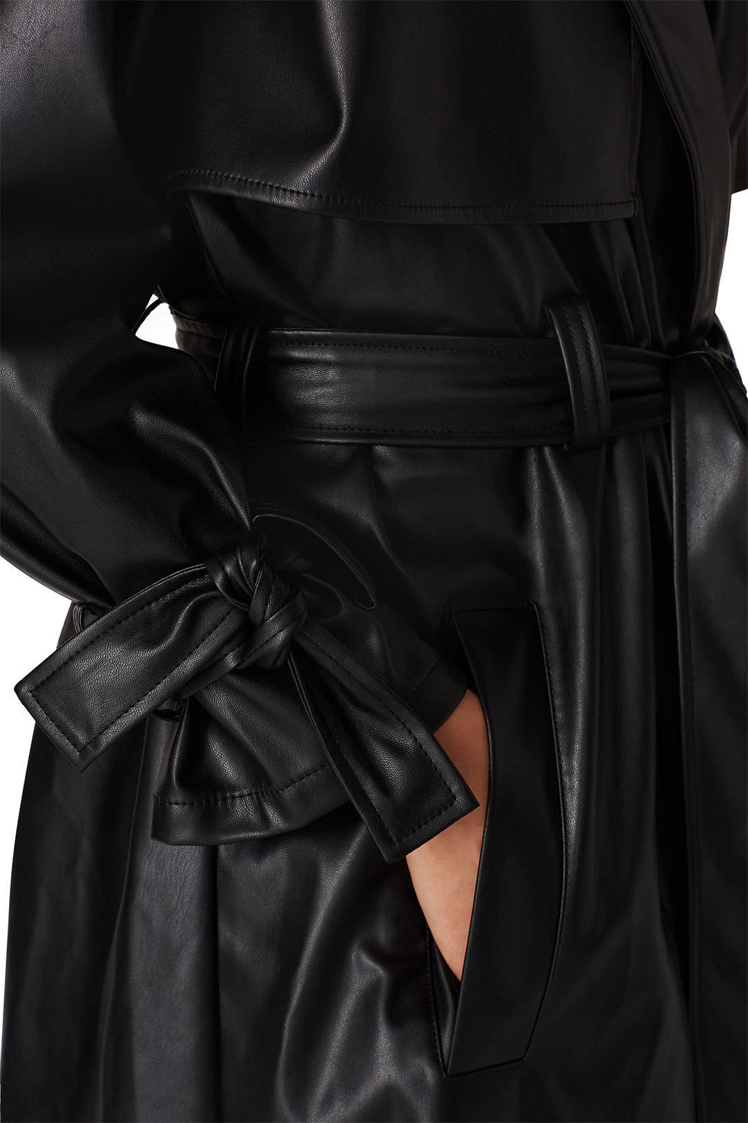 Black Faux Leather Trench Coat by Love, Whit by Whitney Port