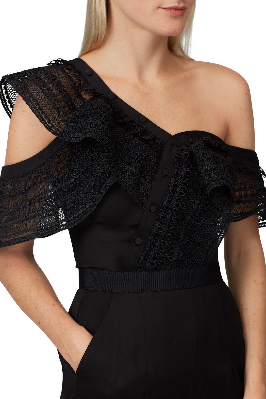 One Shoulder Frilled Jumpsuit by Self-Portrait 3