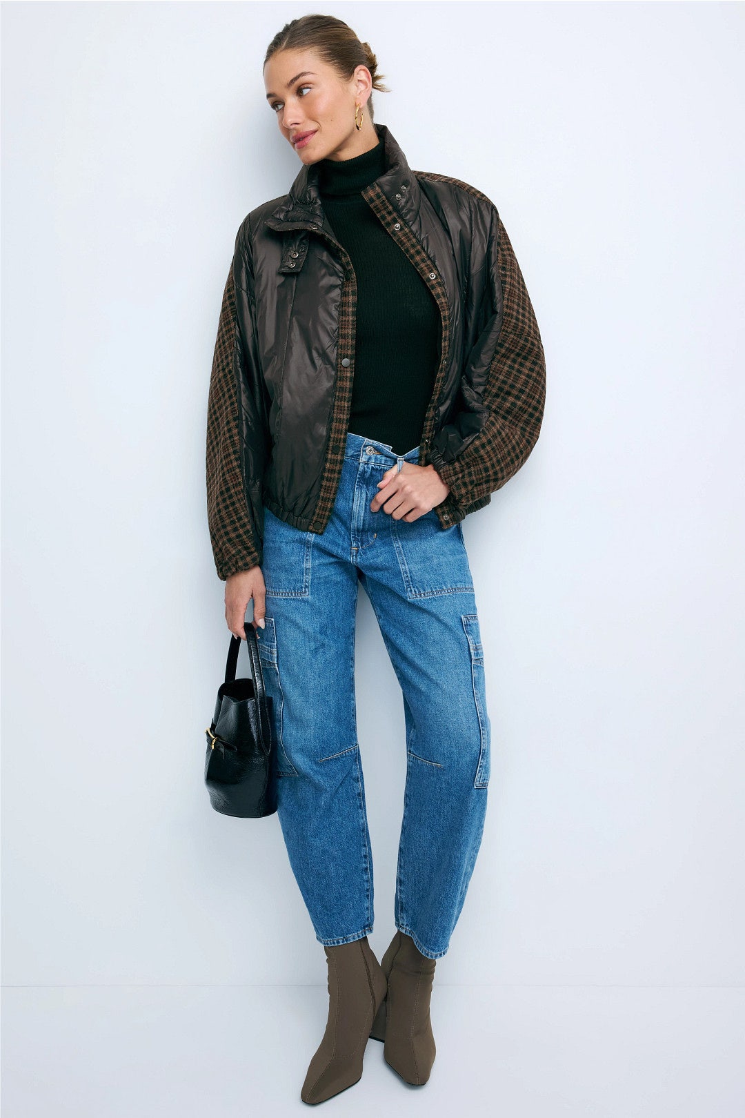 Beryl Mixed Media Quilted Puffer Coat