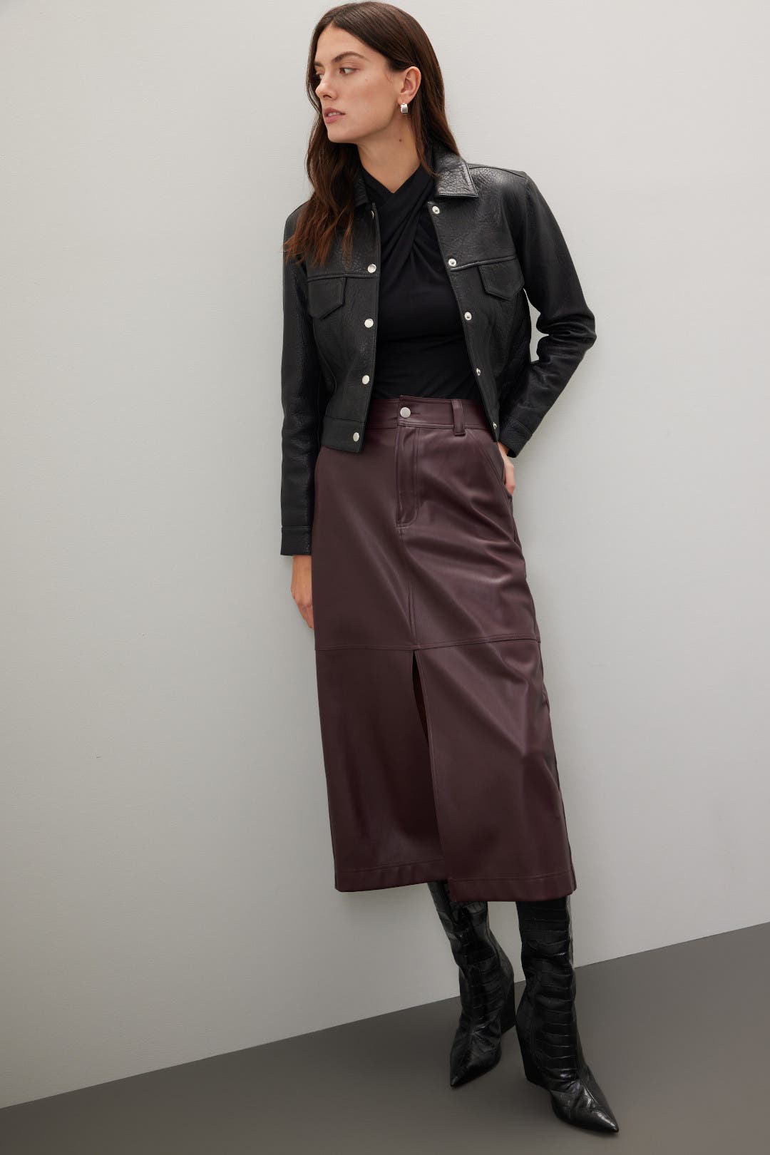 Leather Midi Skirt by Saunders x RTR | Rent the Runway