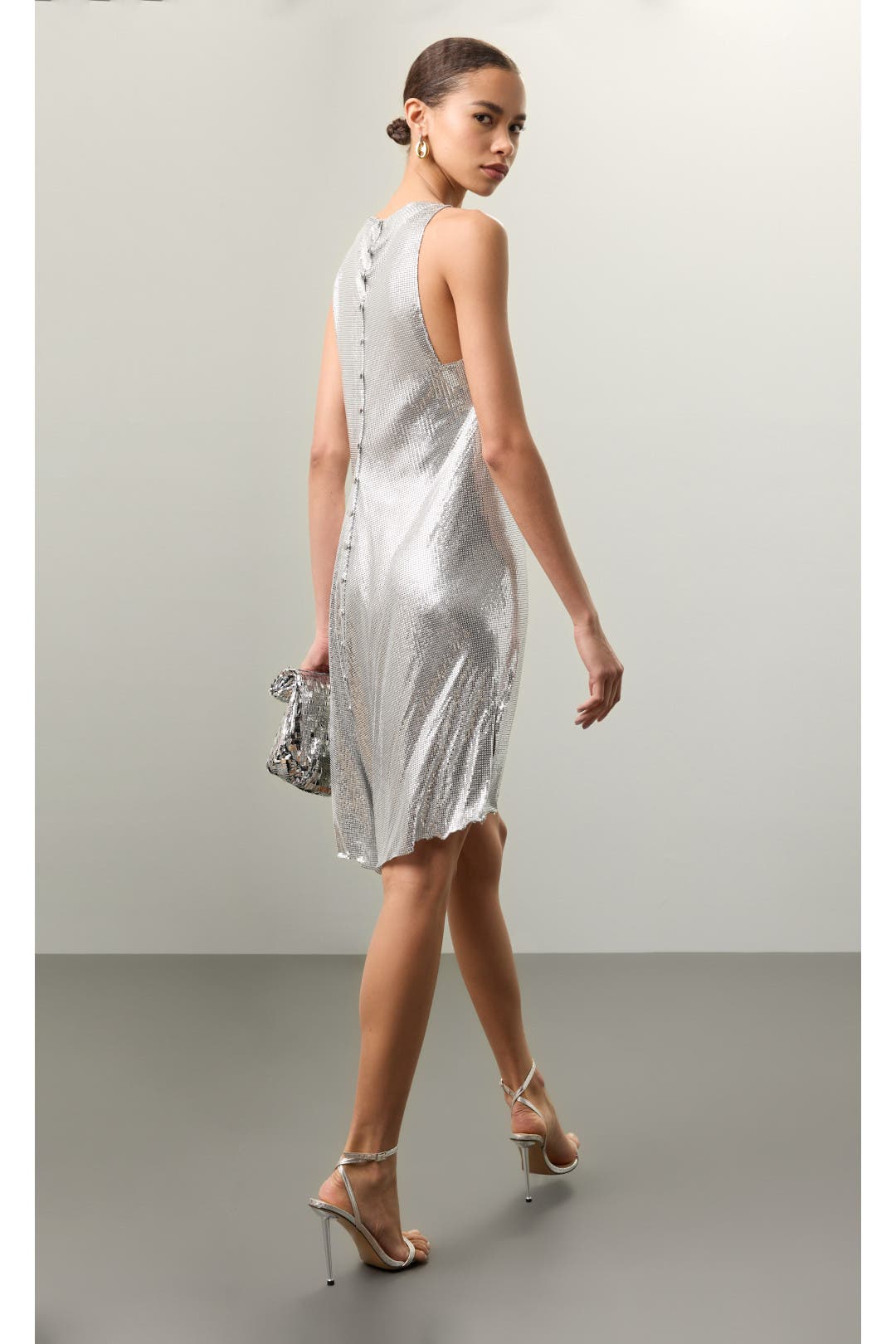 【関税込み】PACO RABANNE Studded mesh dress Paco Rabanne - Gold mesh tie front midi dress — Black Book