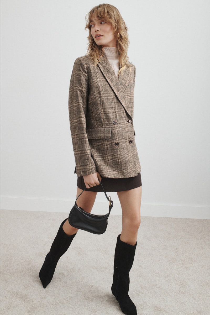 Brown Plaid Winston Blazer by Reformation - Photo 3