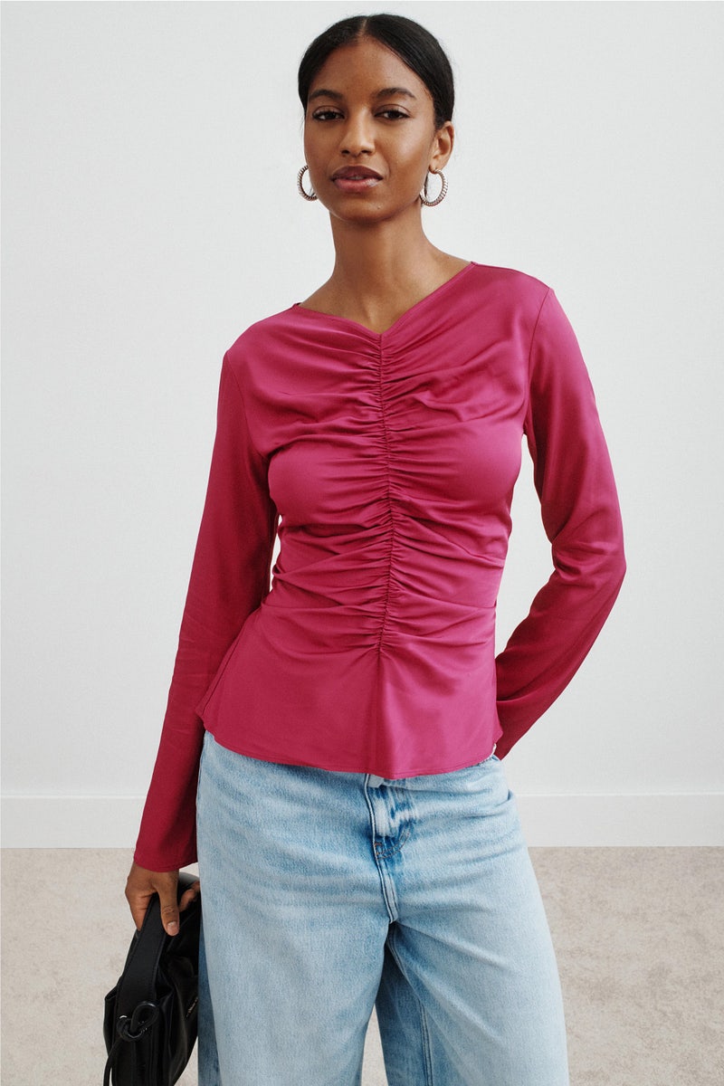 Allure Gathered Long Sleeve Blouse by THIRD FORM - Photo 3