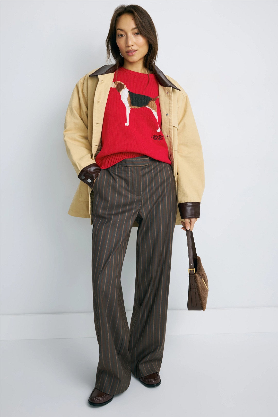 Red Combed Cotton Riednee Long Sleeve Pullover