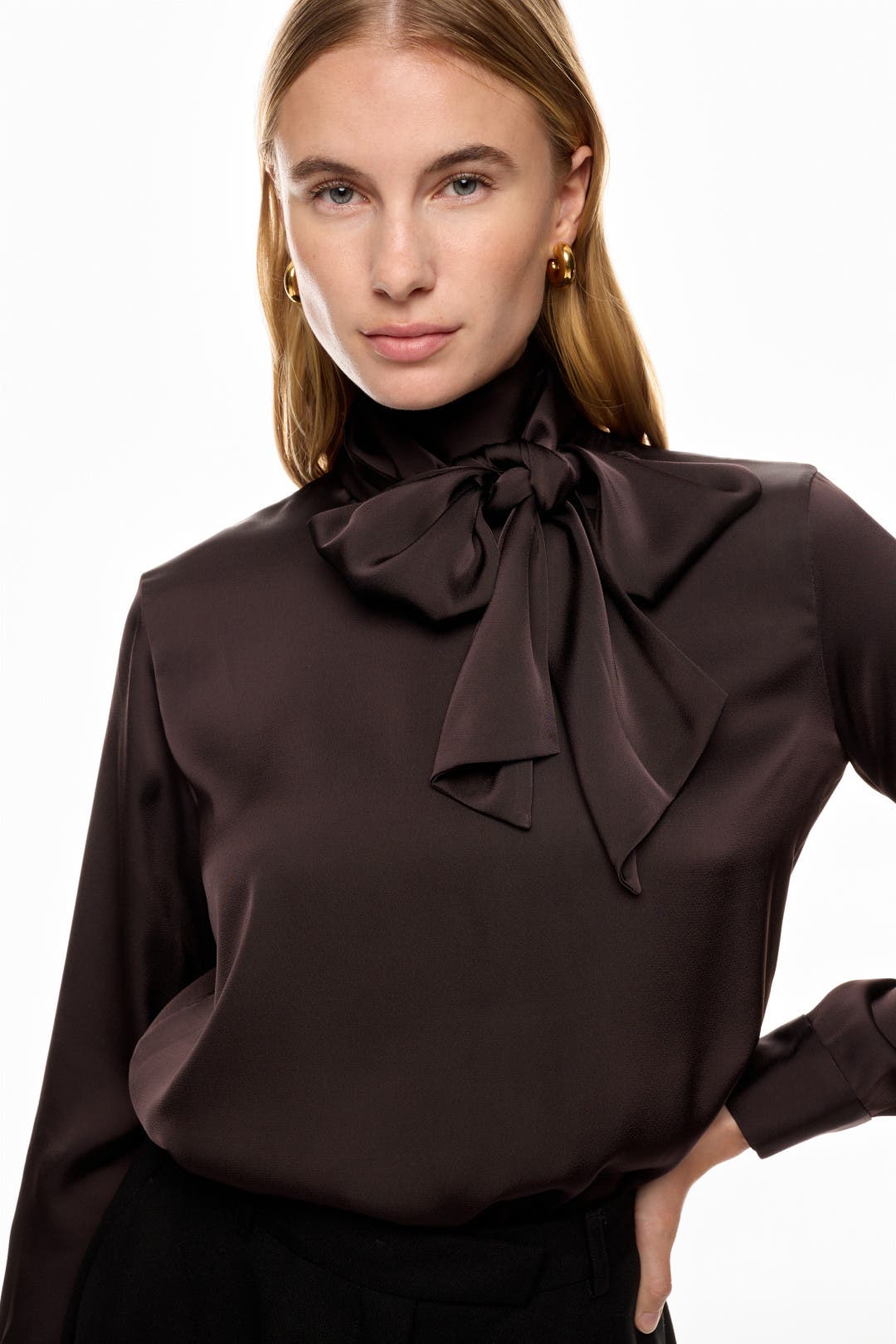 Satin Tie Neck Blouse by Adam Lippes x RTR | Rent the Runway