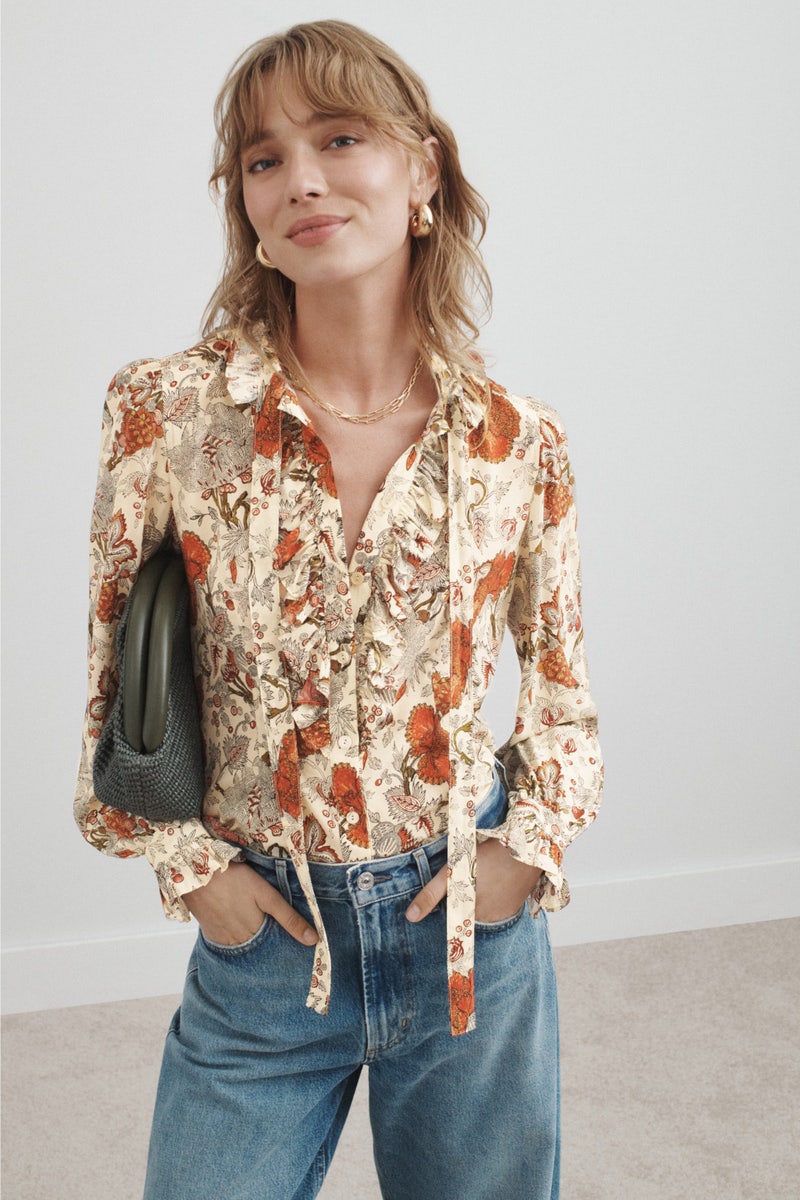 Catroux Silk Long Sleeve Button Front Blouse by Ulla Johnson - Photo 3