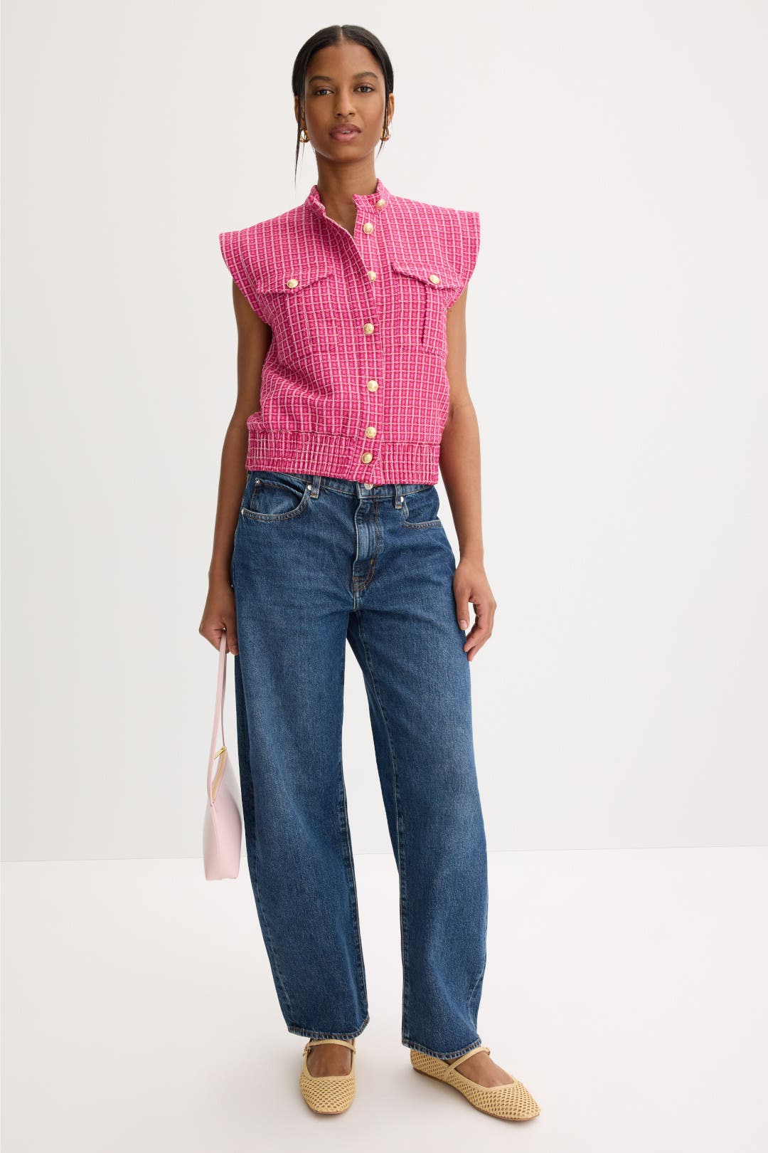 deres デレス　Sarahshort triangle coat Namira Cotton Tweed Sleeveless Jacket by Derek Lam 10 Crosby