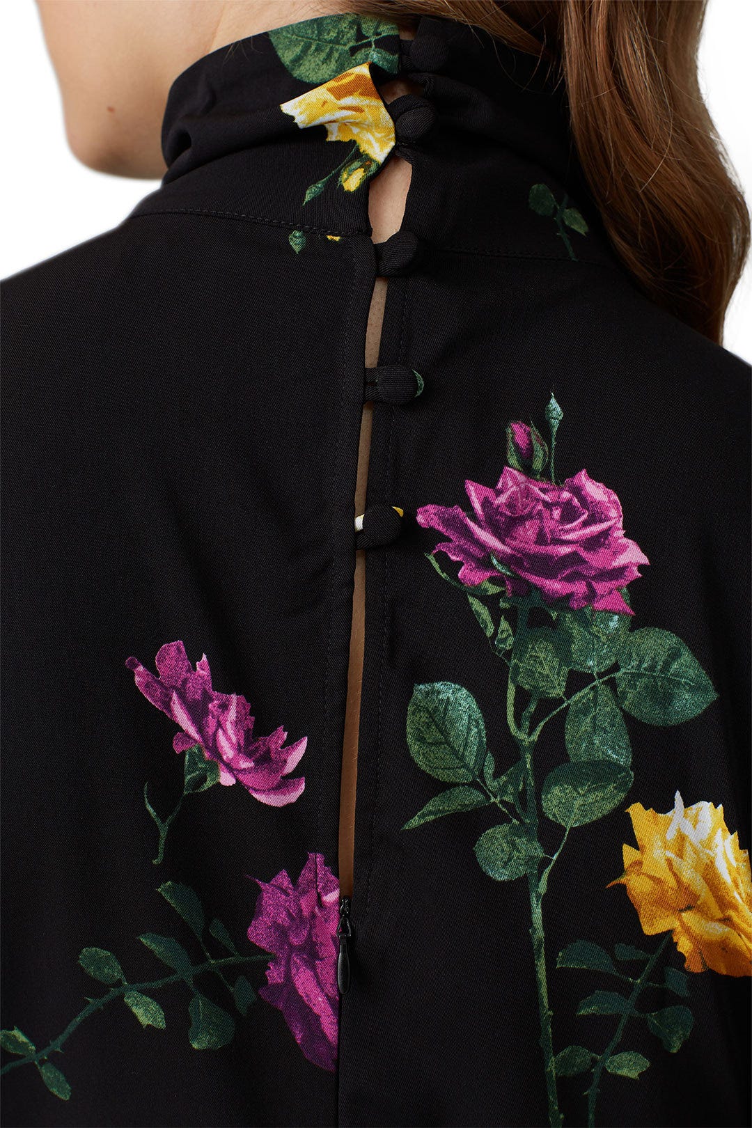 Black Floral Mock Neck Dress by Louna 3