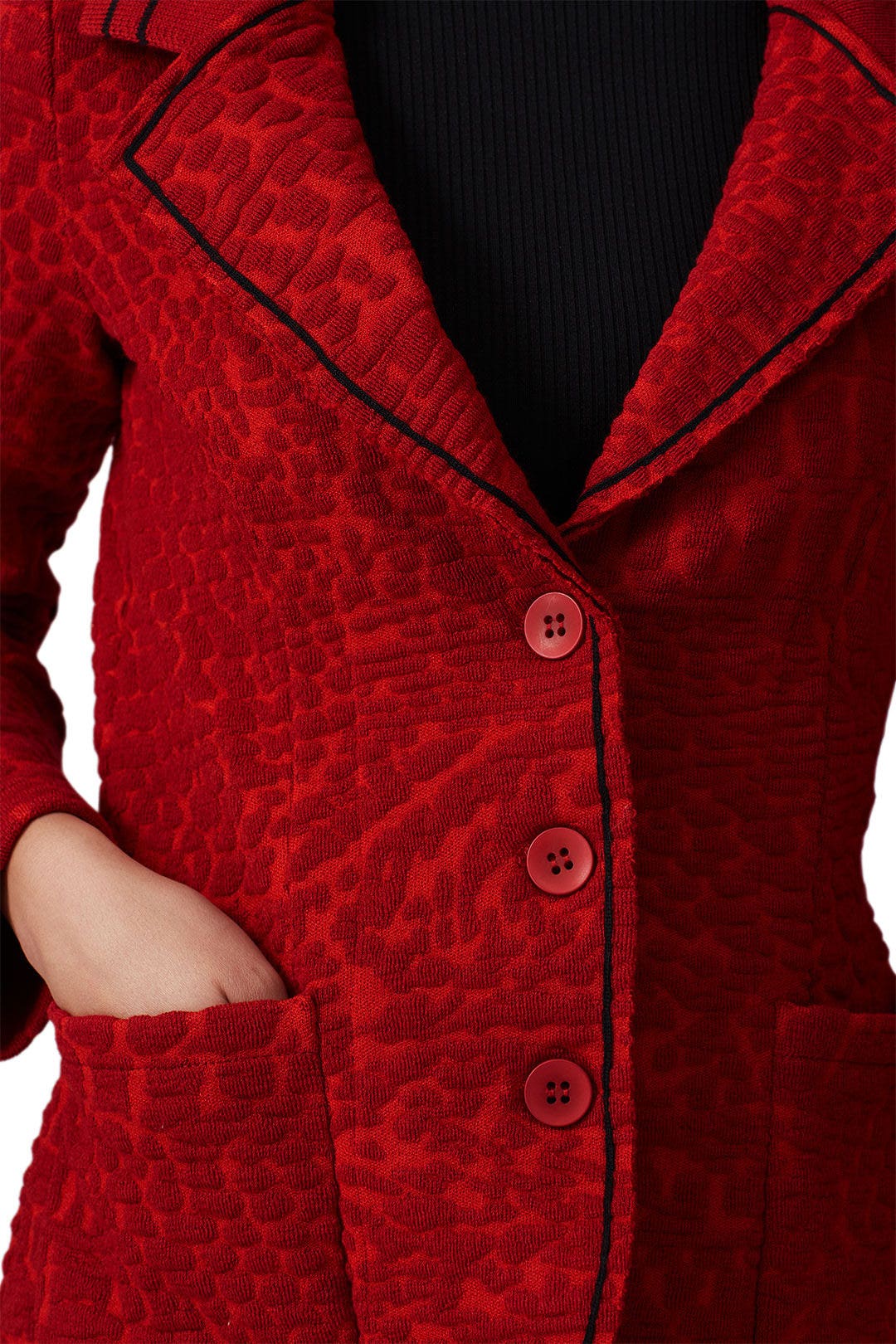 Red Textured Blazer by Aldomartins 3