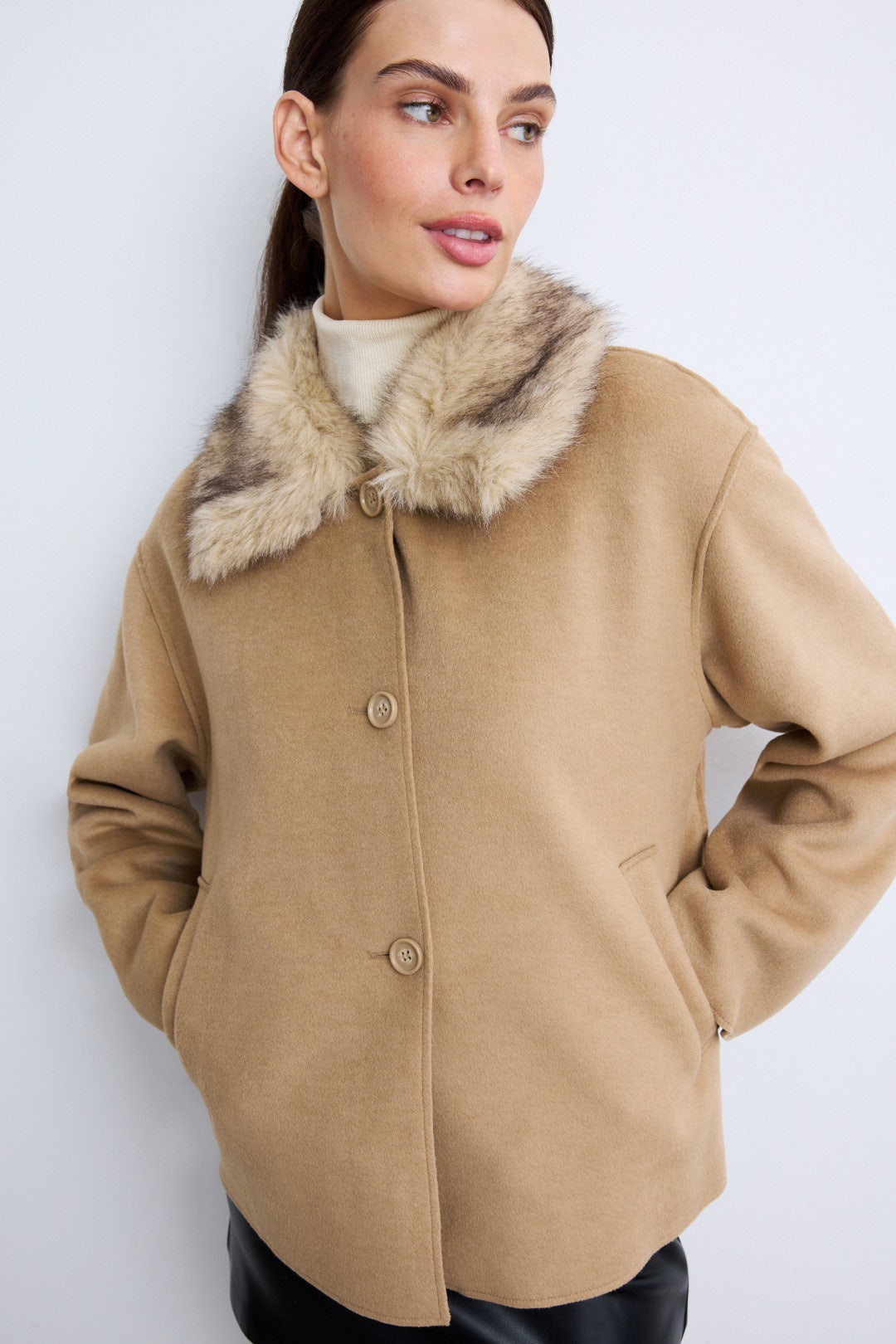 Faux Fur Collar Jacket by Ellen Tracy 3