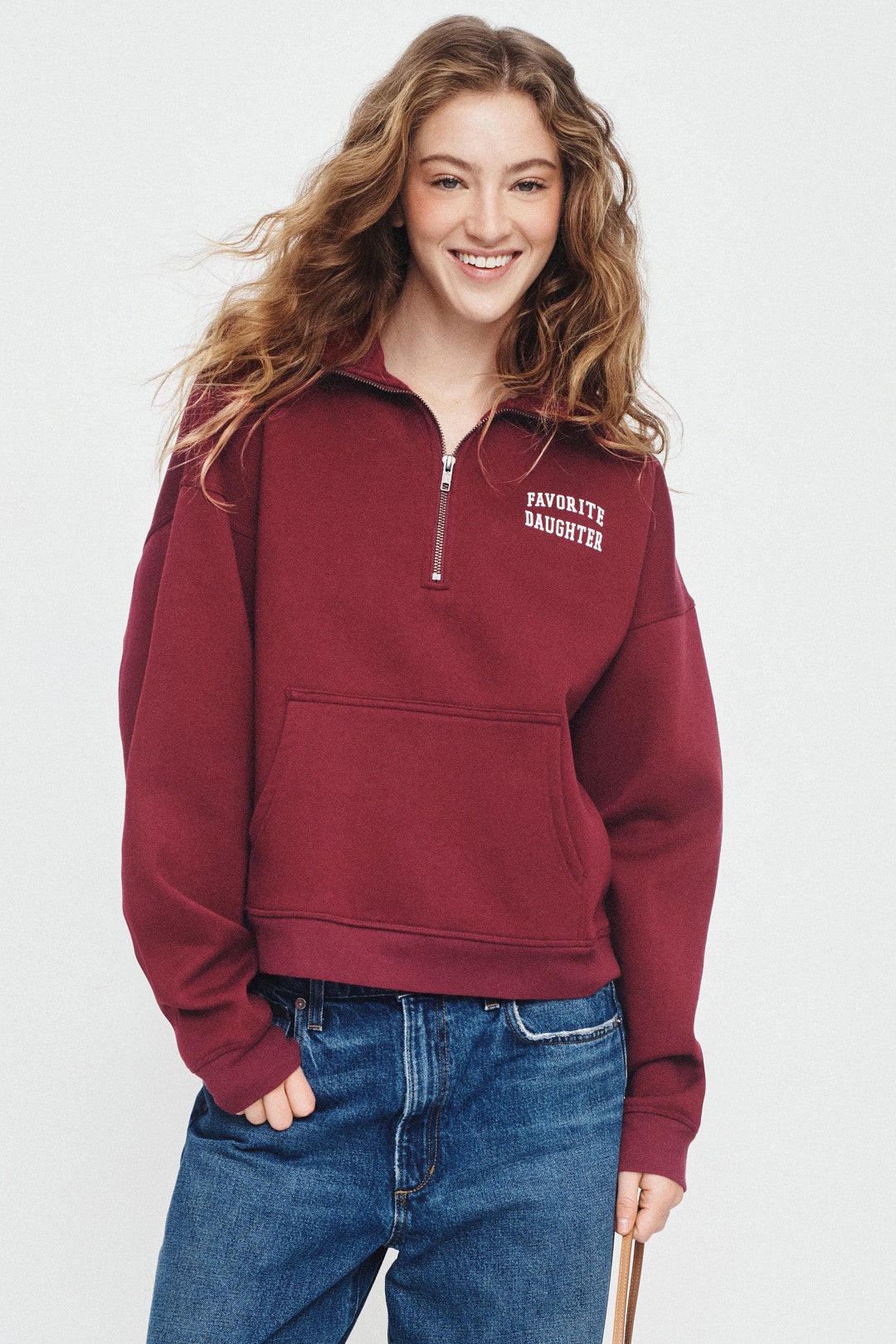 Three Quarter Zip Collegiate Pullover by Favorite Daughter 3