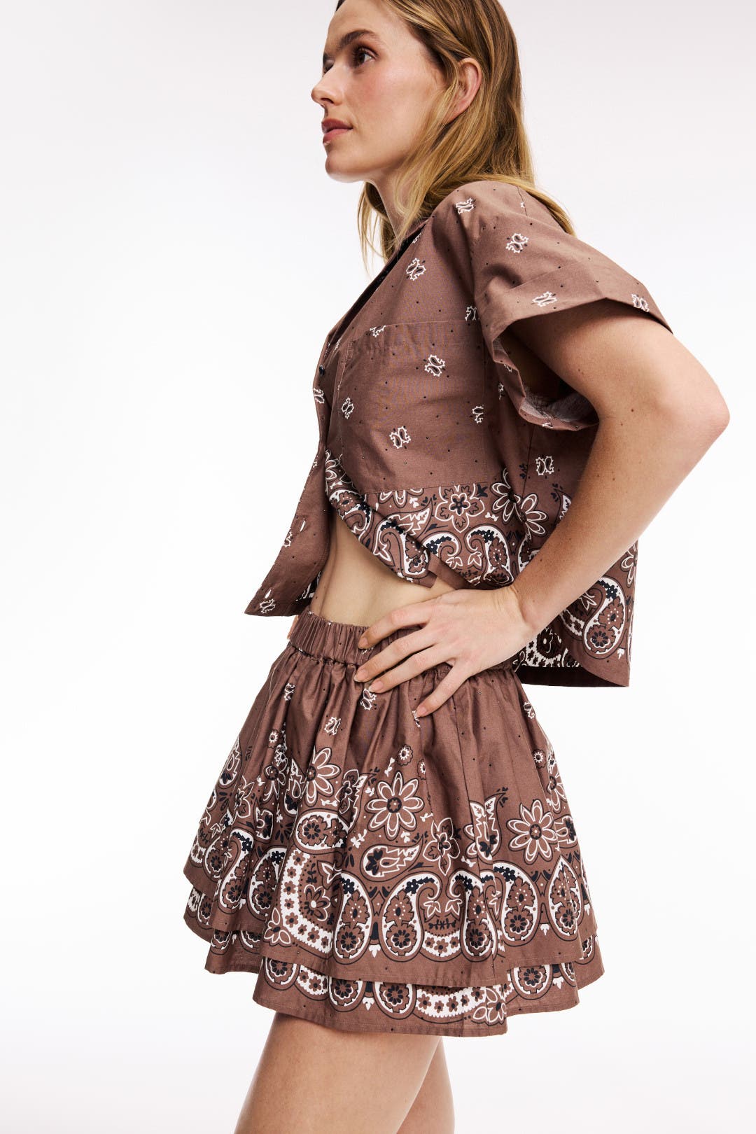 Print Mini Skirt With Rhinestones by Maje | Rent the Runway