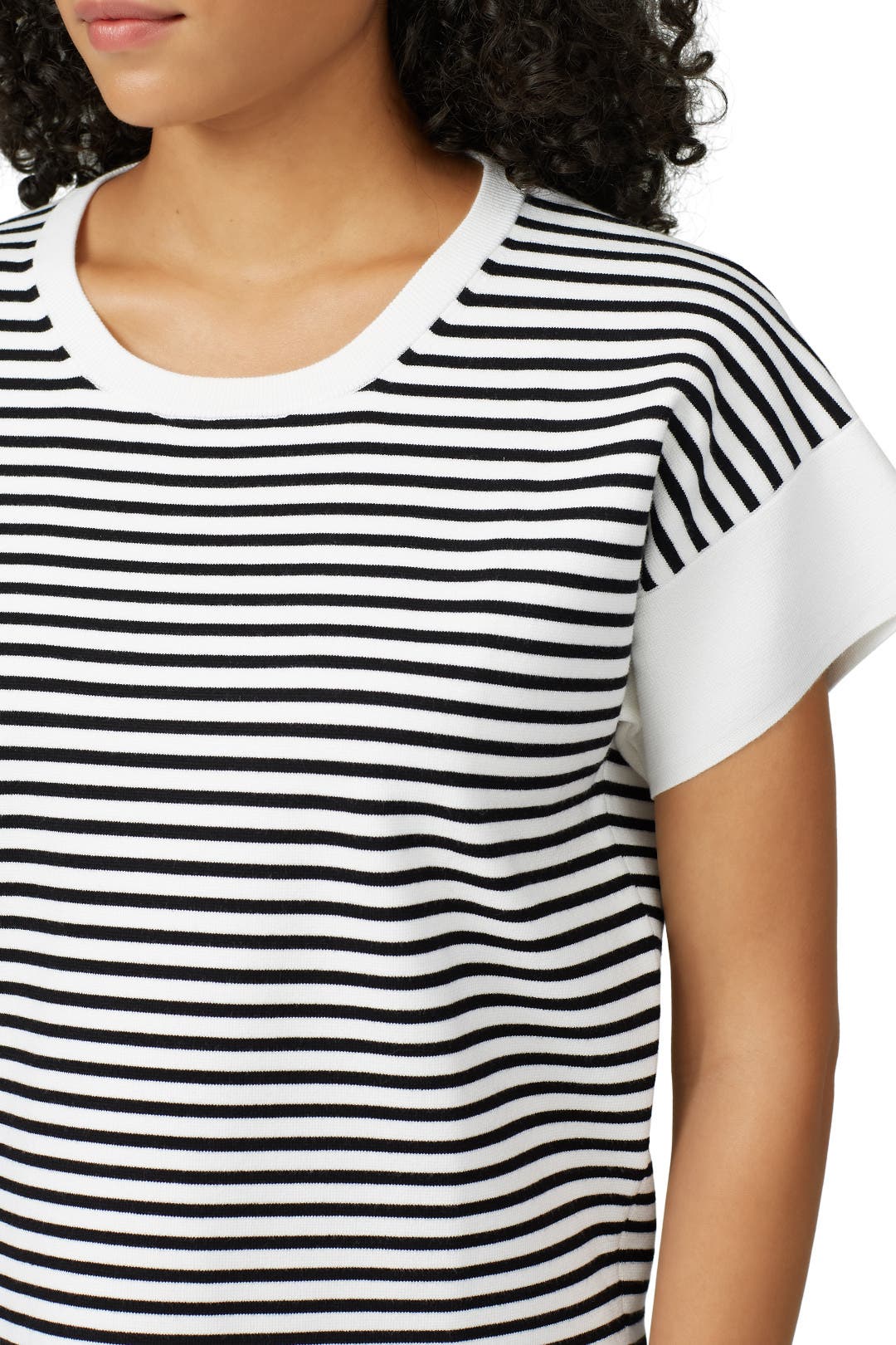 トップス Stripe Short Shirts & Gather Bustier Collection Cropped Short-sleeve Shirt In Stripe With Pearl
