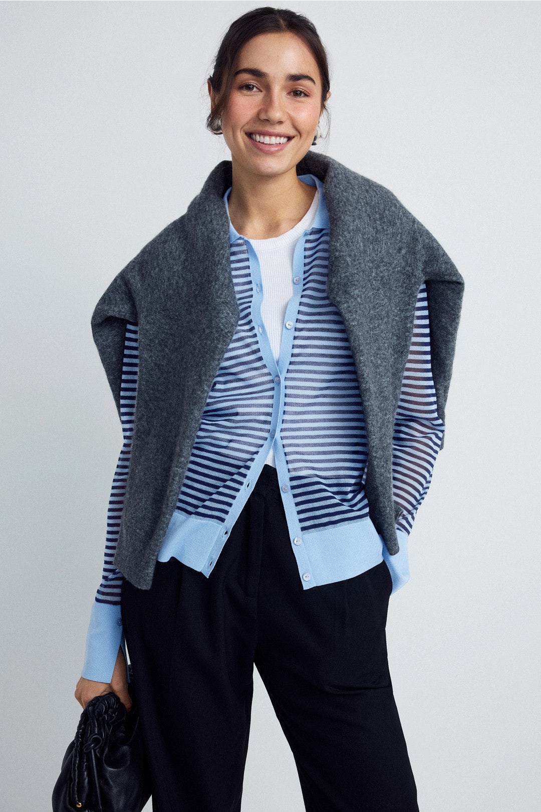 Collared Striped Cardigan by FRAME 3