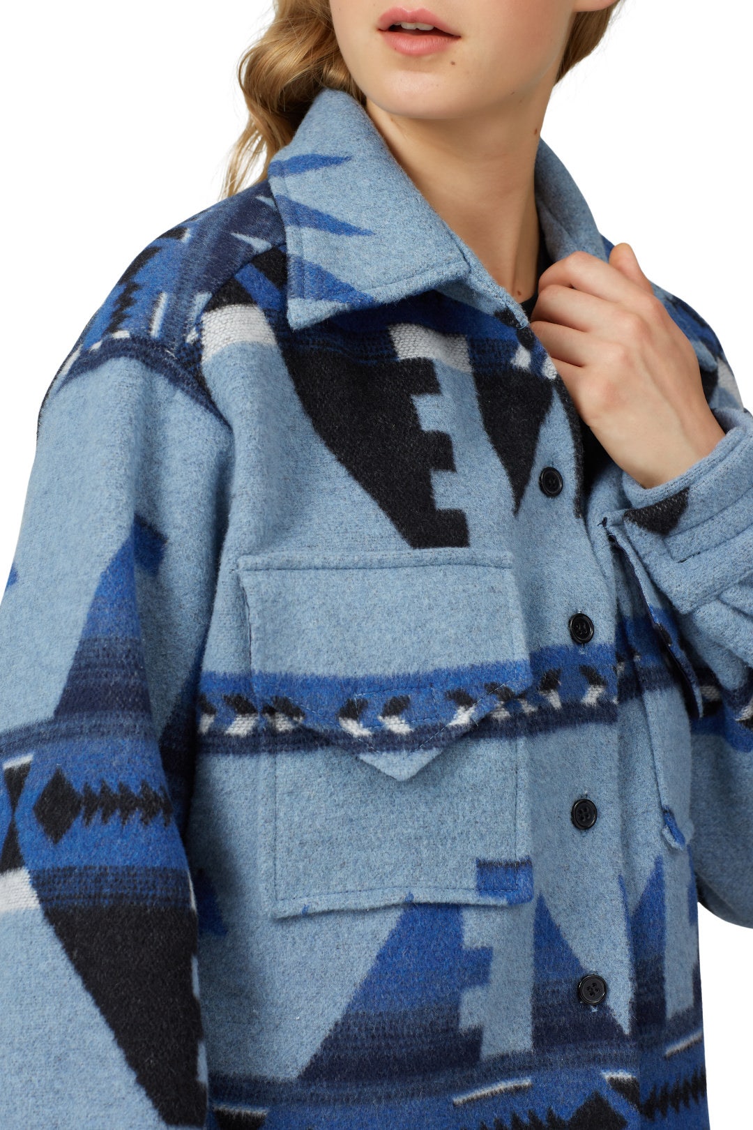 Blue Blanket Shirt Jacket by Fifteen Twenty 3