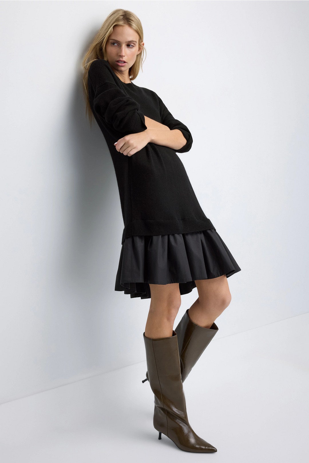 Cashmino Mixed Media Mini Dress by NAADAM 3