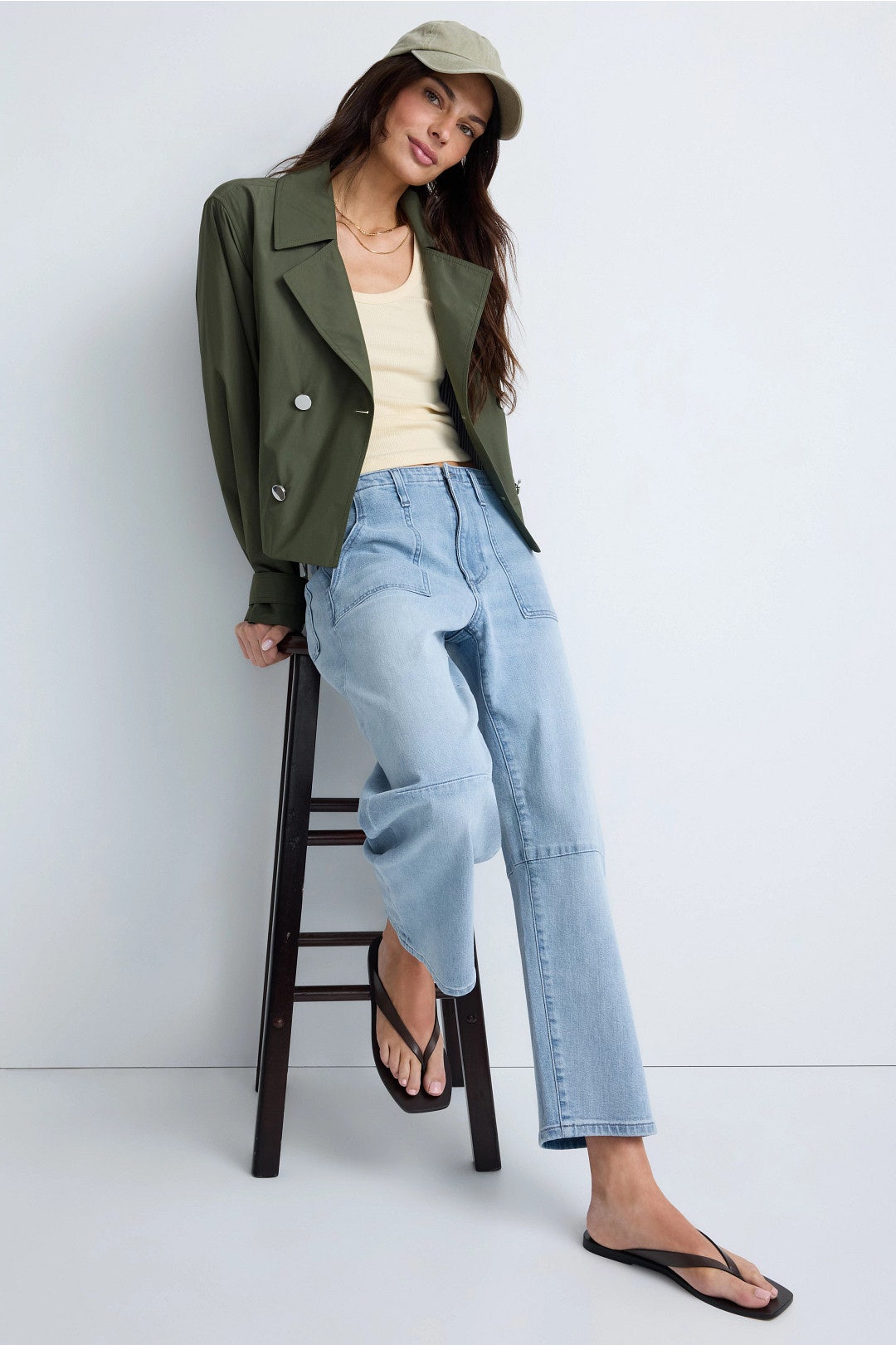 Light Wash Utility Soft Barrel Jeans by LE JEAN 3