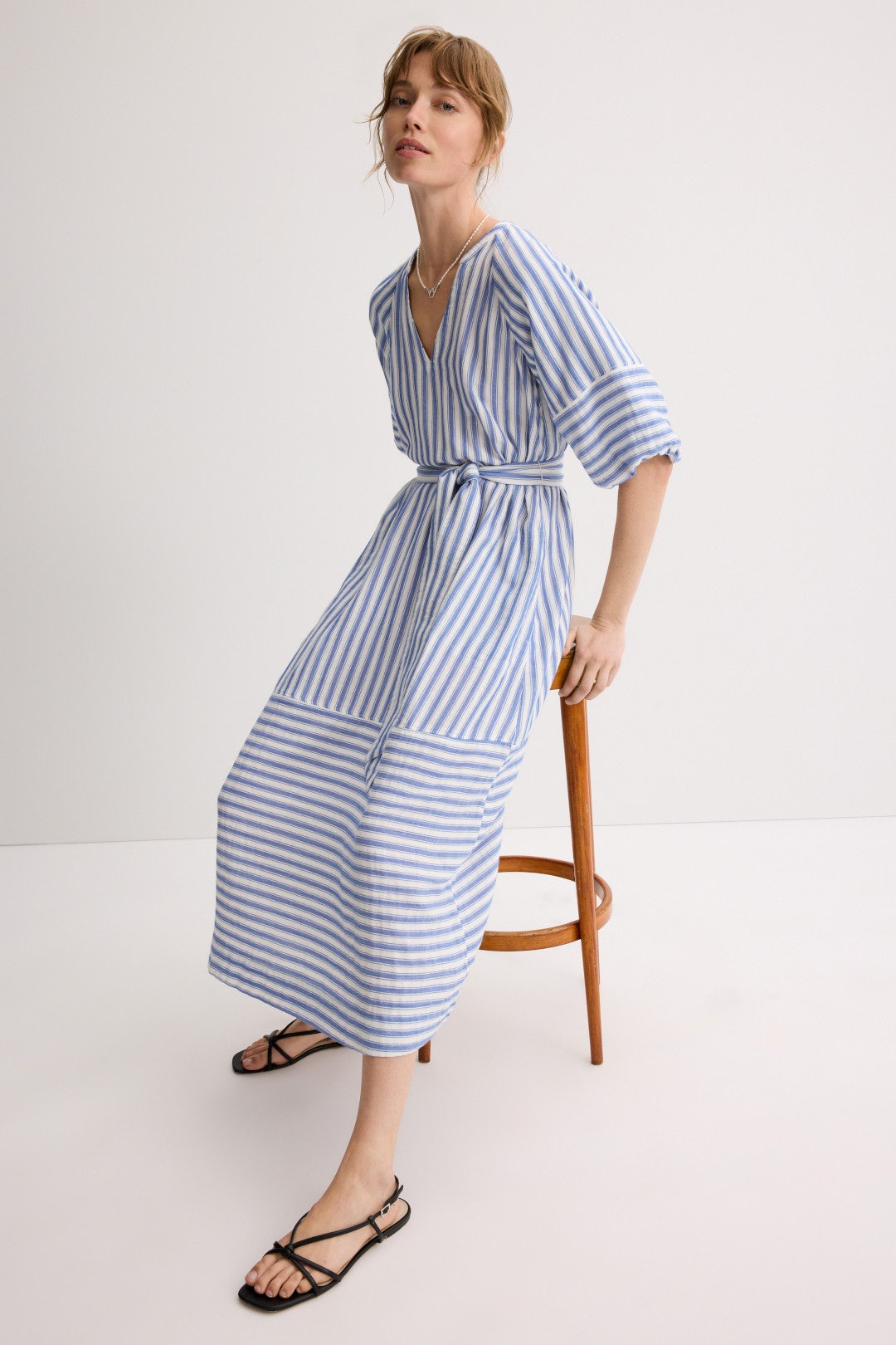 Double Gauze Mixed Stripe Dress