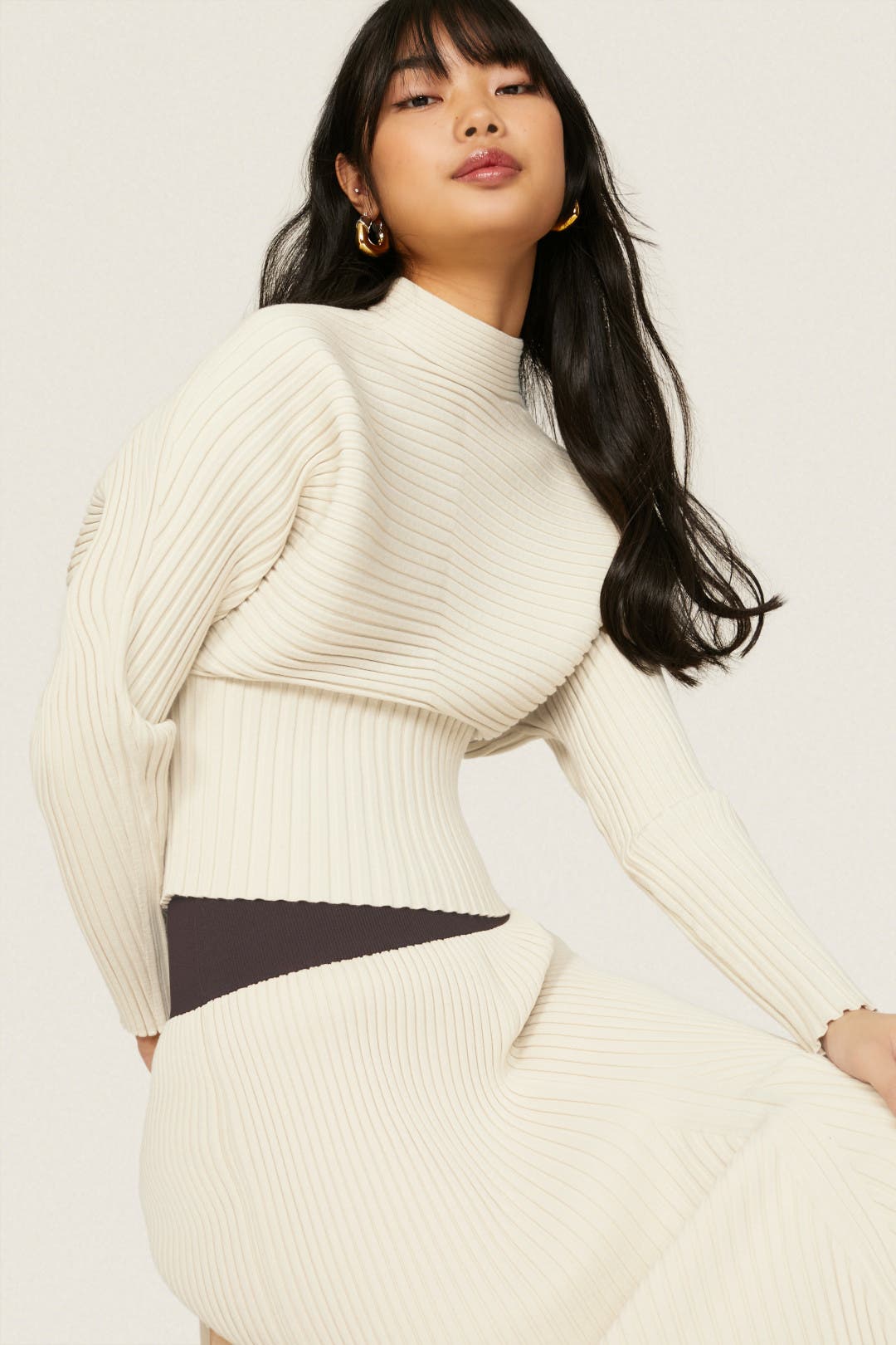 theredthread S layered dolman knit bk×wh THEREDTHREAD / ザレッドスレッド】S layered dolman knit