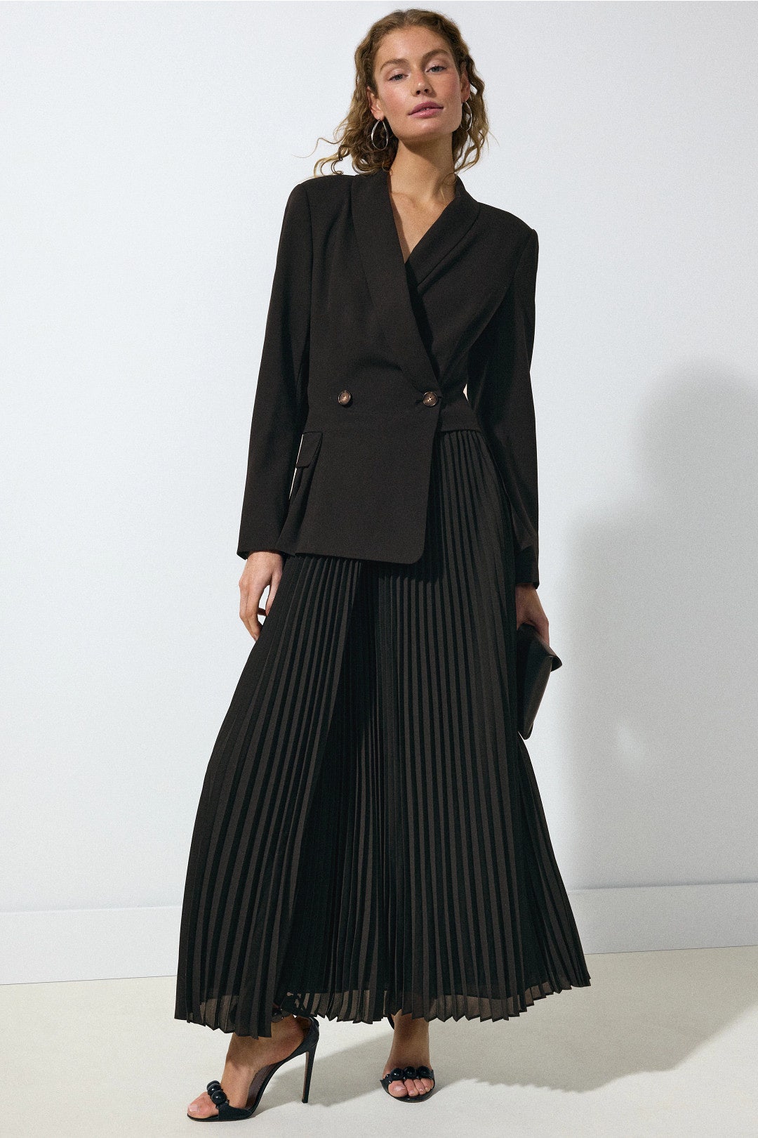 Moren Pleated Black Blazer Dress by SIMKHAI 3