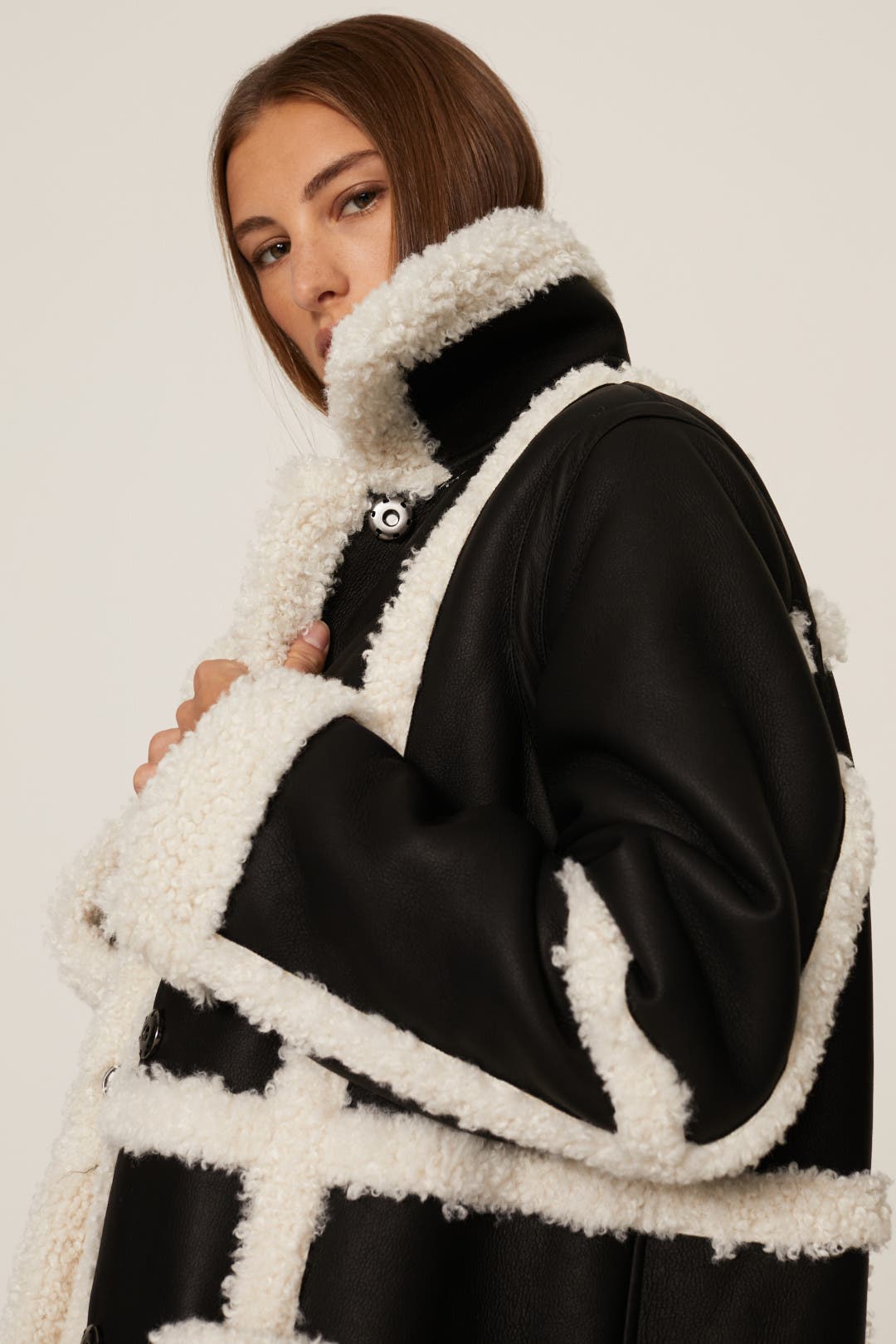 【STAND STUDIO】フェイク シアリング ロングコート PATRICE Patrice Coat by Stand Studio | Rent the Runway