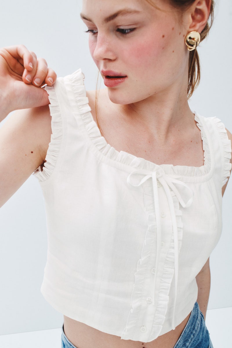 Linen Ruffle Cami by LE JEAN - Photo 3