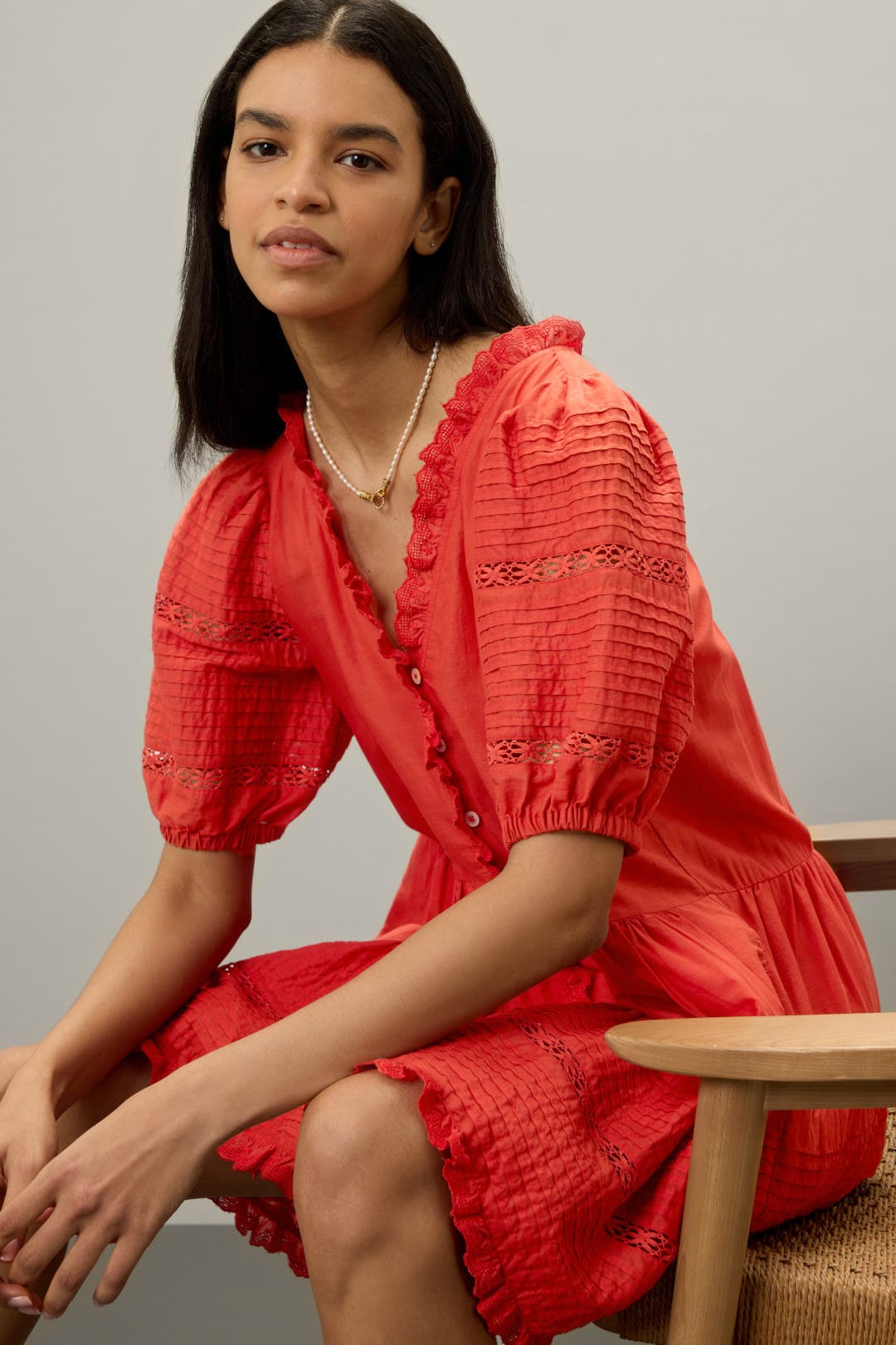 Sサイズのみ【SEA NEW YORK】ANTONINA ソリッド ドレス Antonina Puff Sleeve Dress by Sea New York | Rent the Runway