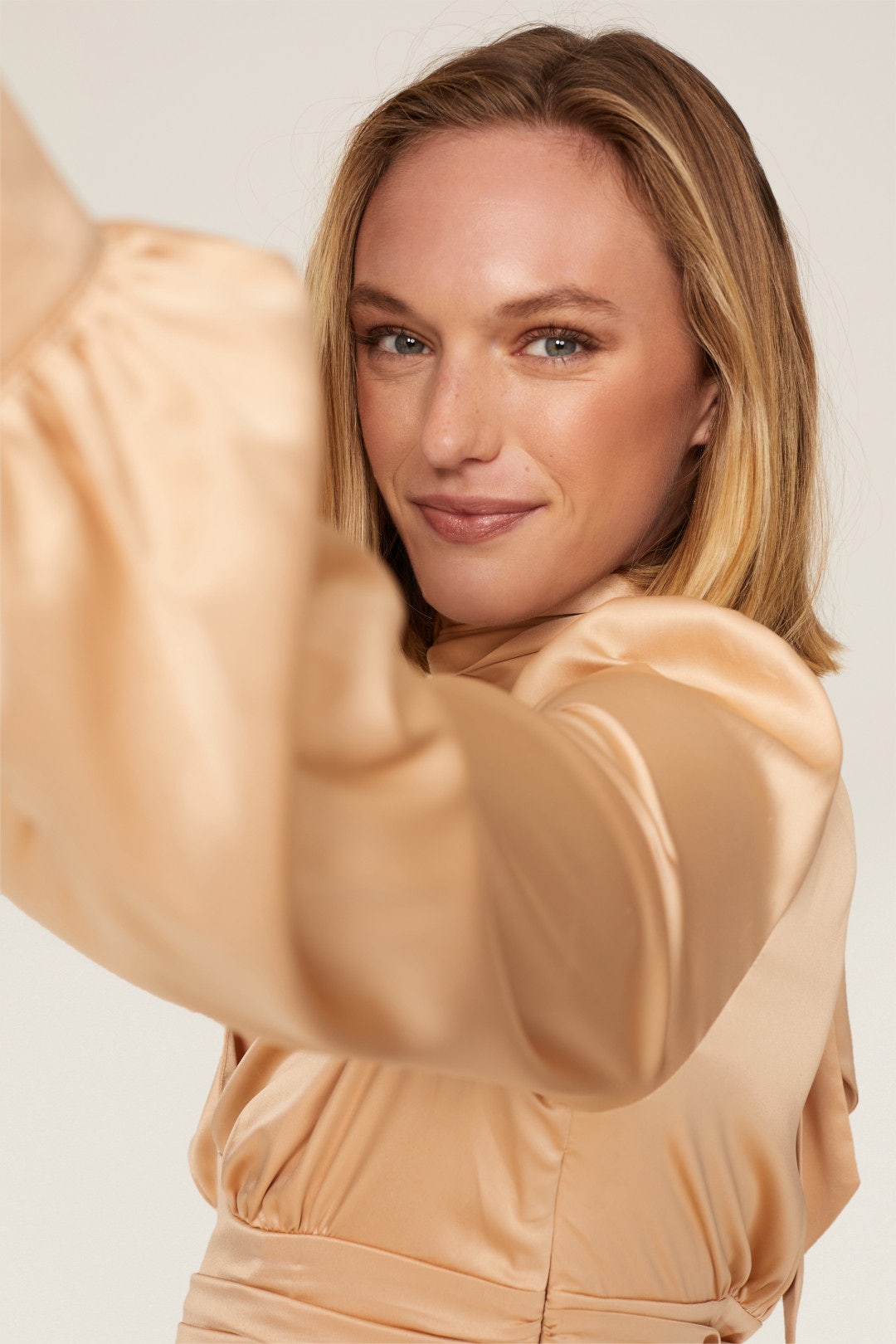 Champagne Satin Top by Badgley Mischka 3